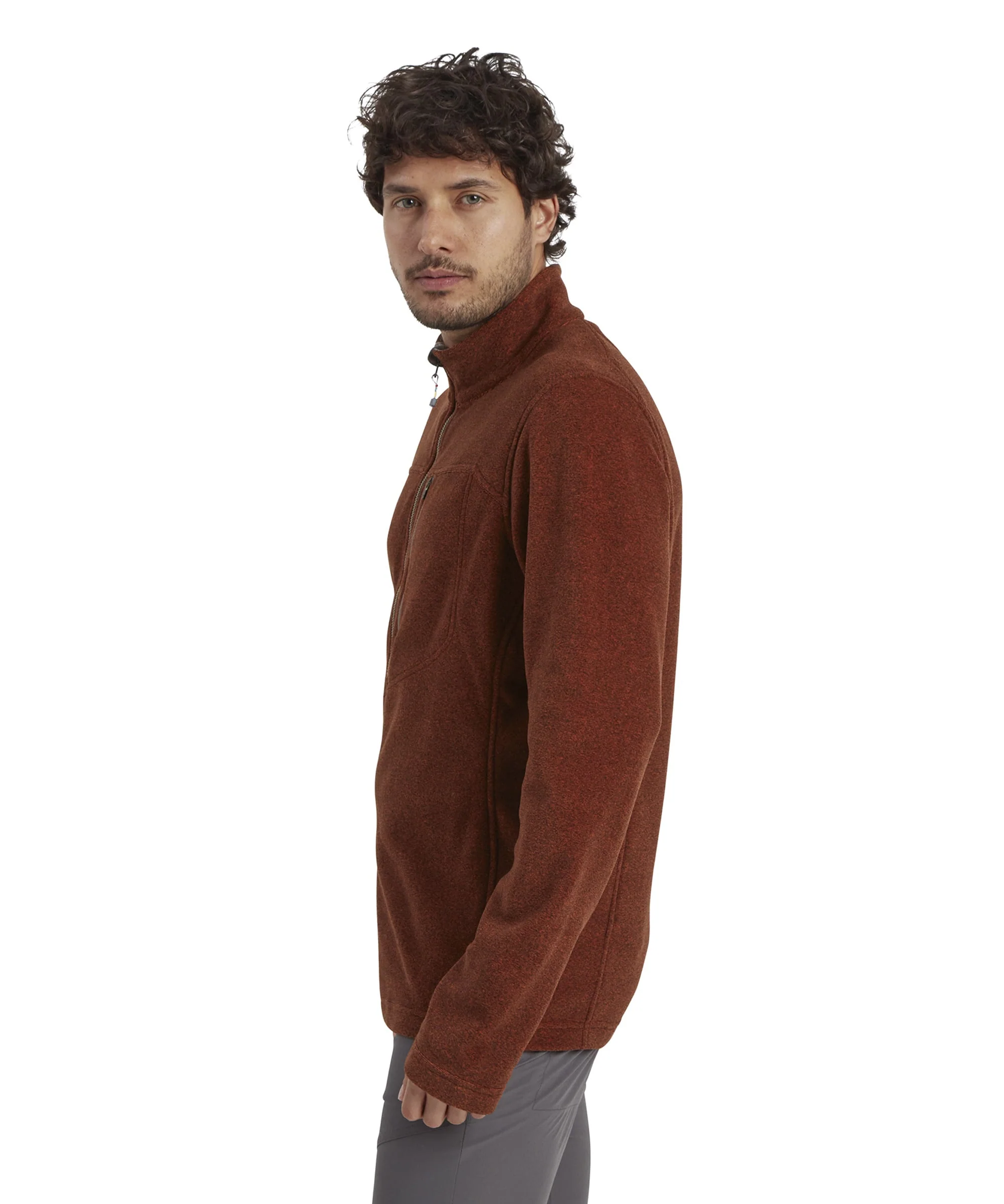 Rolpa Eco Quarter Zip Fleece - Dark Rust - Image 4