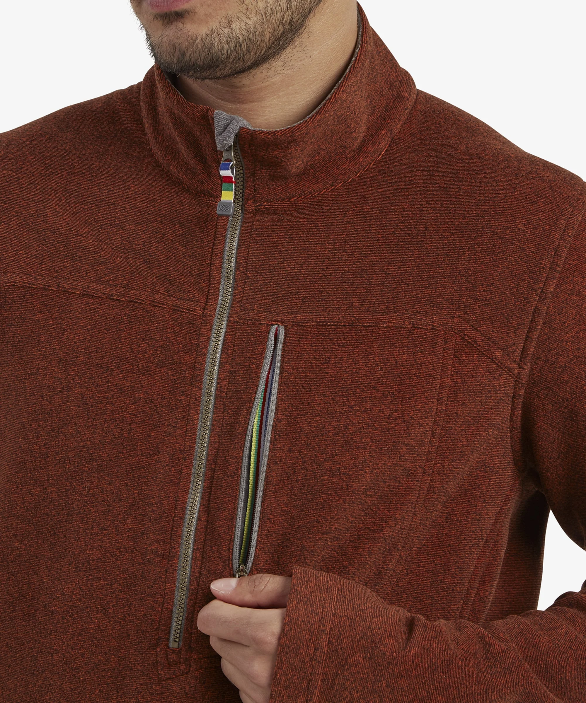 Rolpa Eco Quarter Zip Fleece - Dark Rust - Image 6