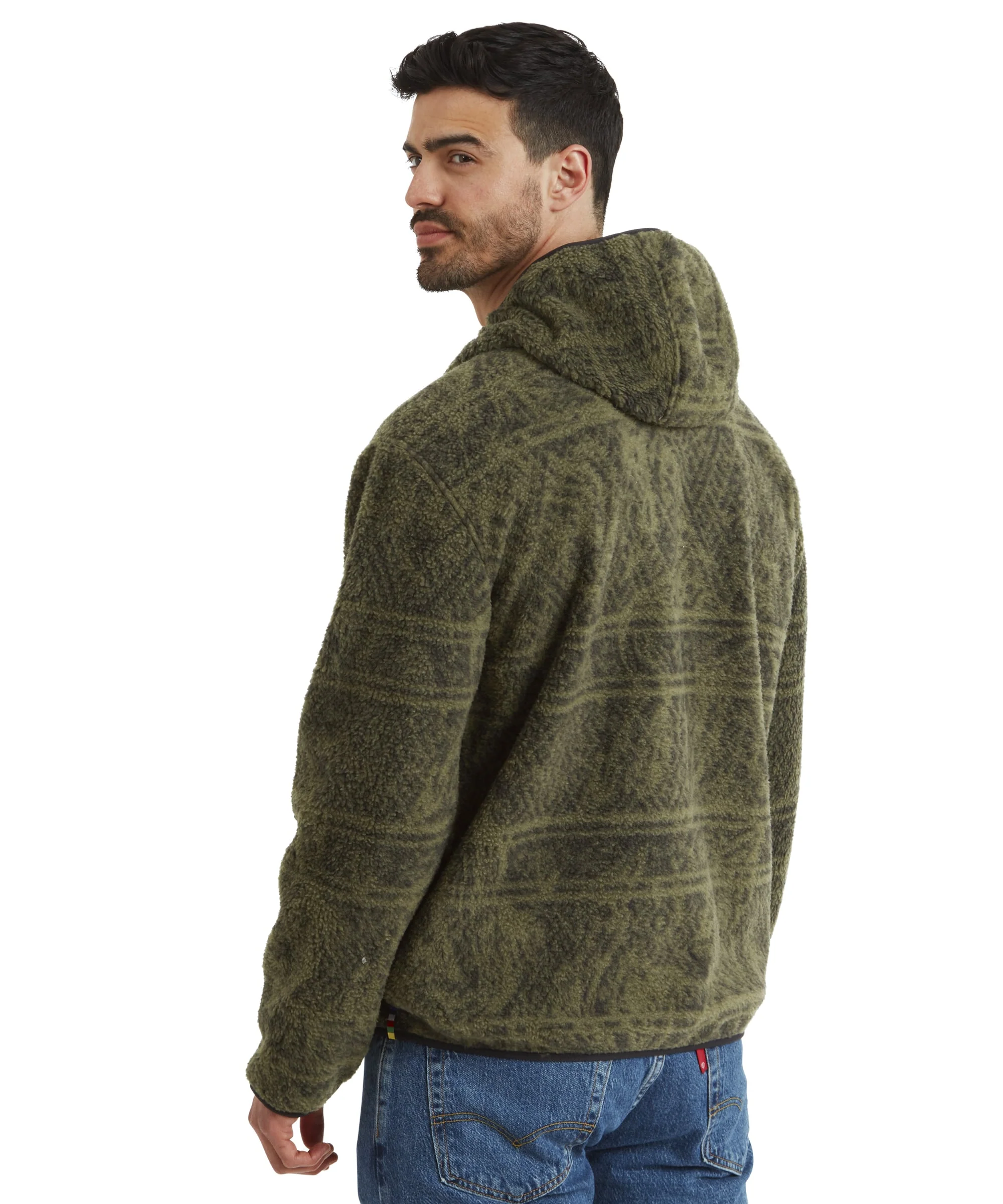 Uddesya Quarter Zip Sherpa  Fleece Hoodie - Evergreen Topo - Image 5
