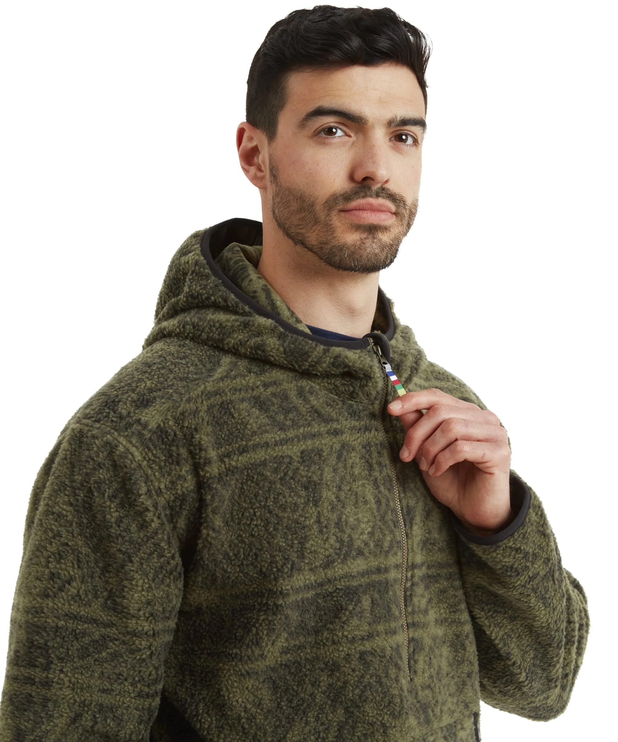 Uddesya Quarter Zip Sherpa  Fleece Hoodie - Evergreen Topo - Image 6