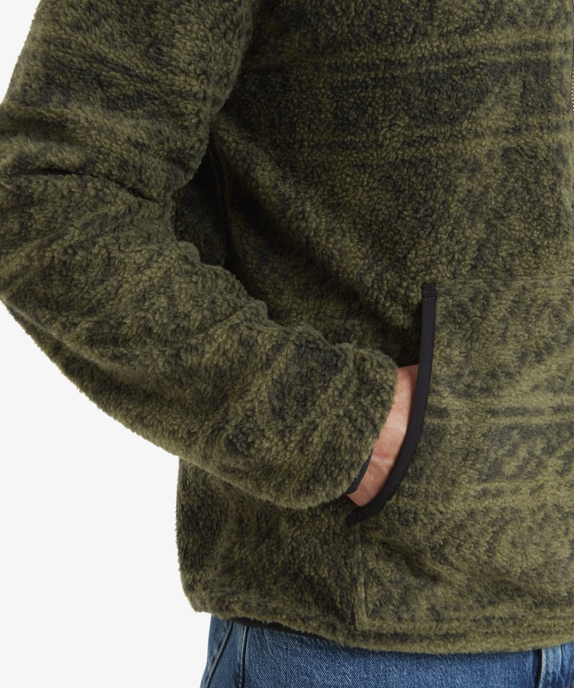 Uddesya Quarter Zip Sherpa  Fleece Hoodie - Evergreen Topo - Image 7