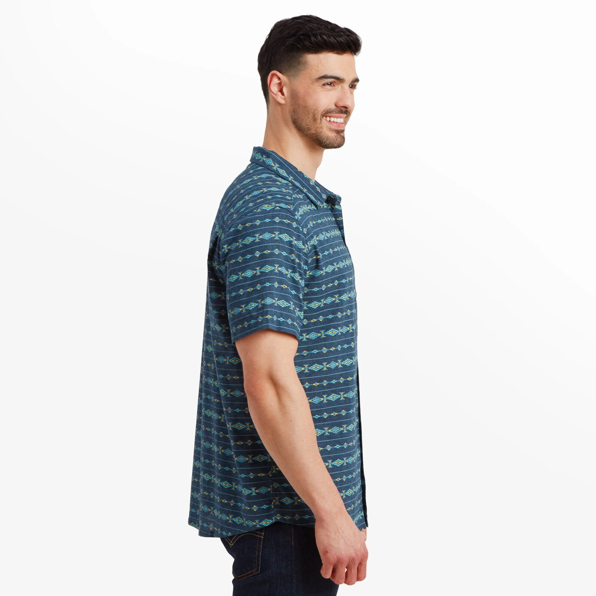 Bagmati Stripe Short Sleeve Shirt - Neelo Blue - Image 3