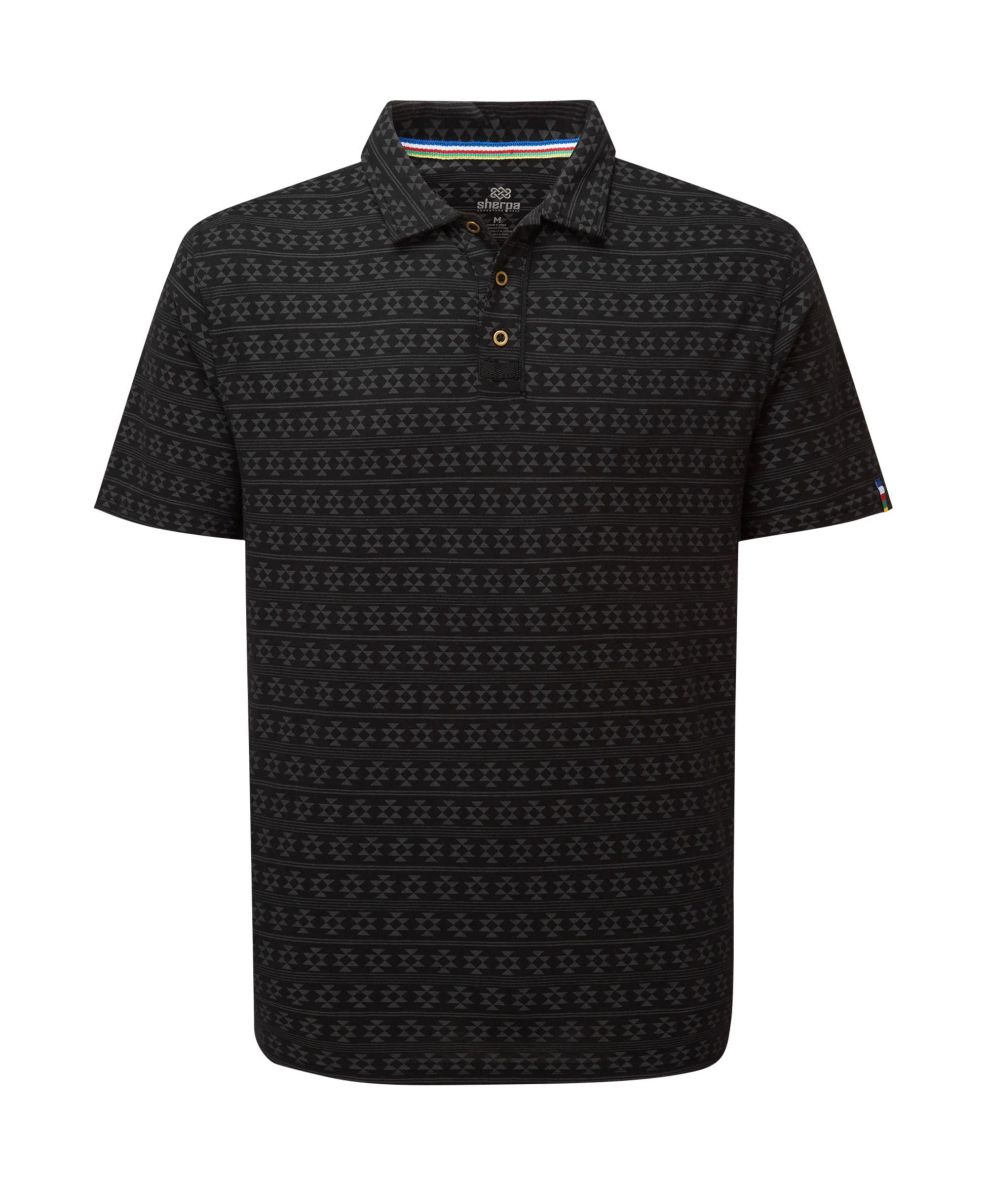 Bali Polo Shirt - Black Prayer Wheel