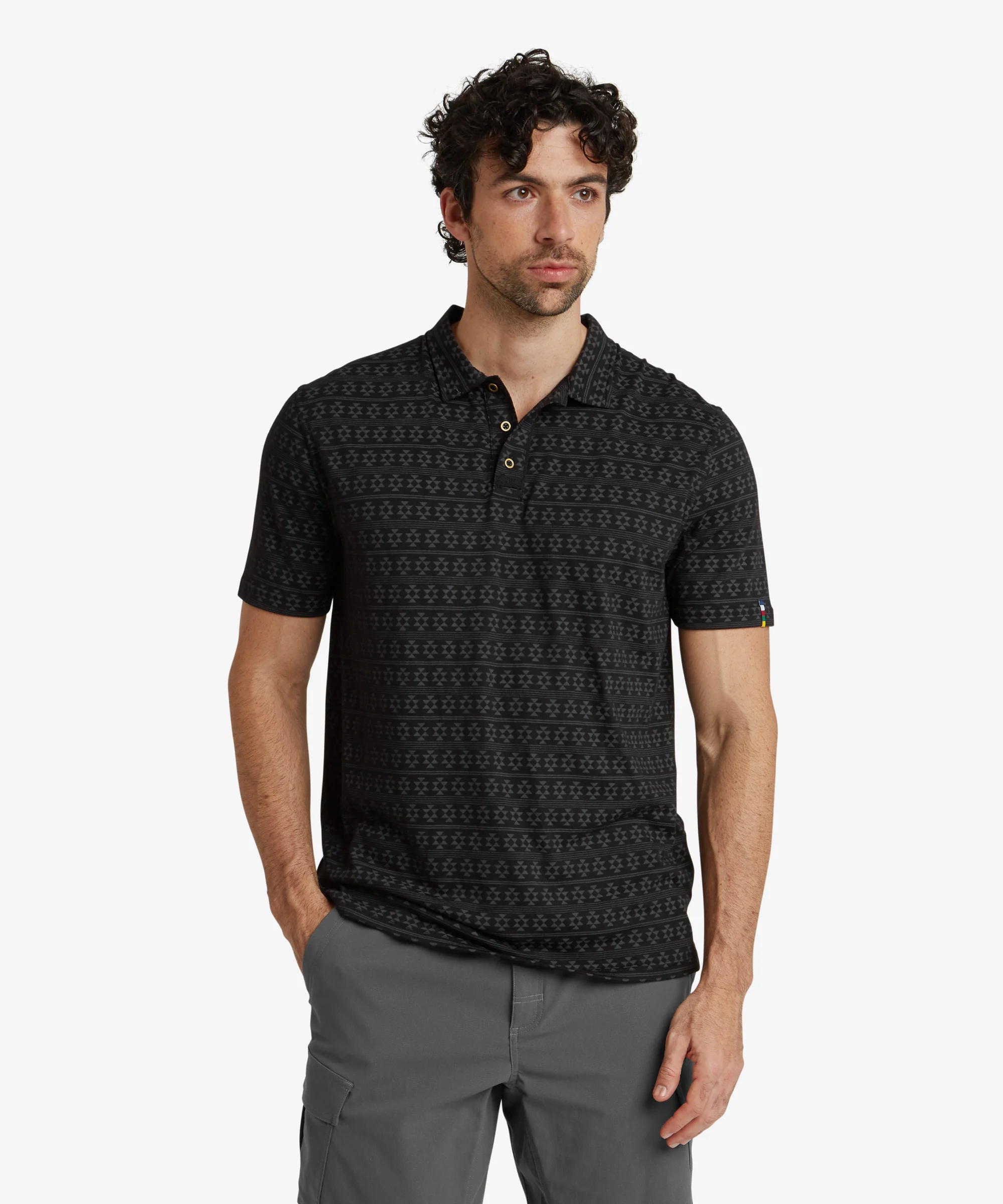 Bali Polo Shirt - Black Prayer Wheel - Image 2