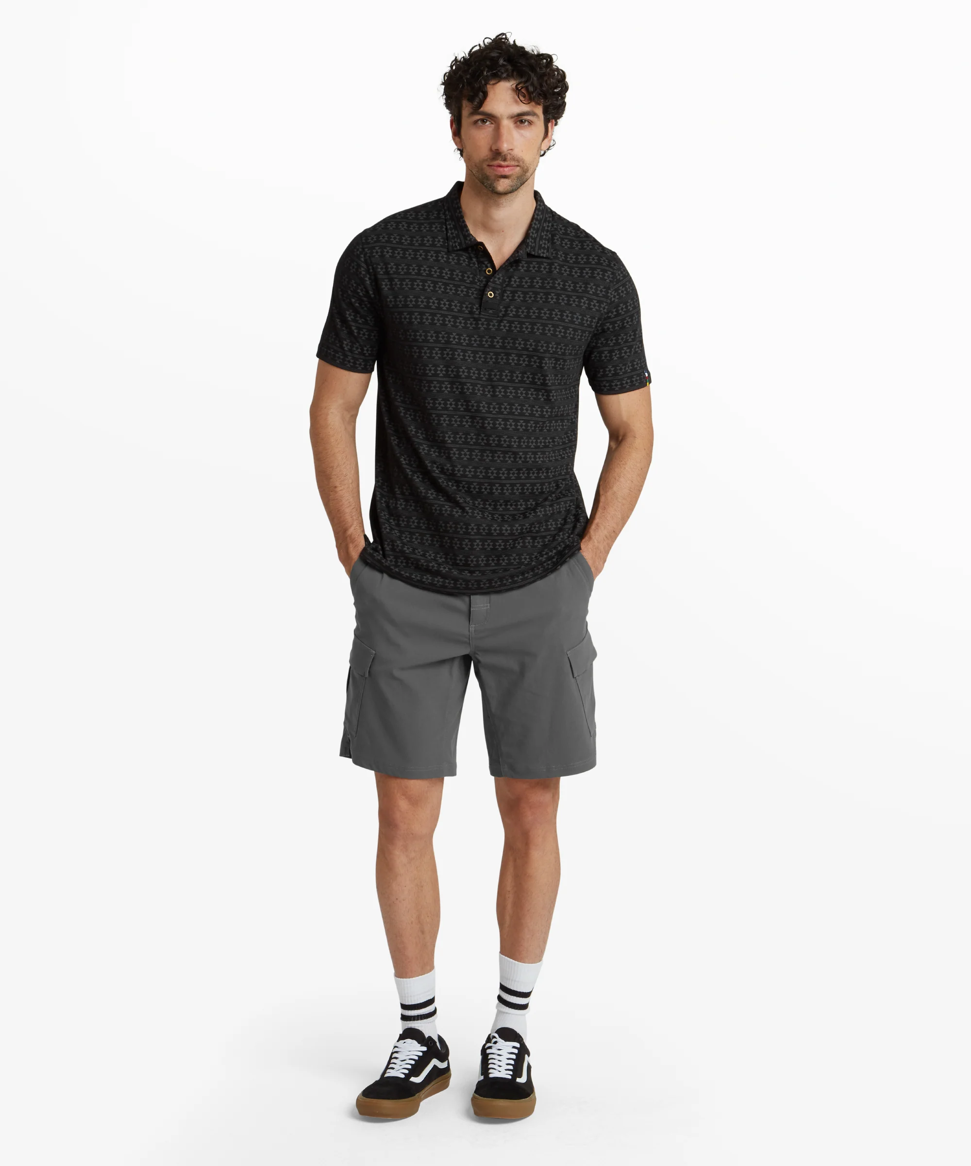 Bali Polo Shirt - Black Prayer Wheel - Image 3