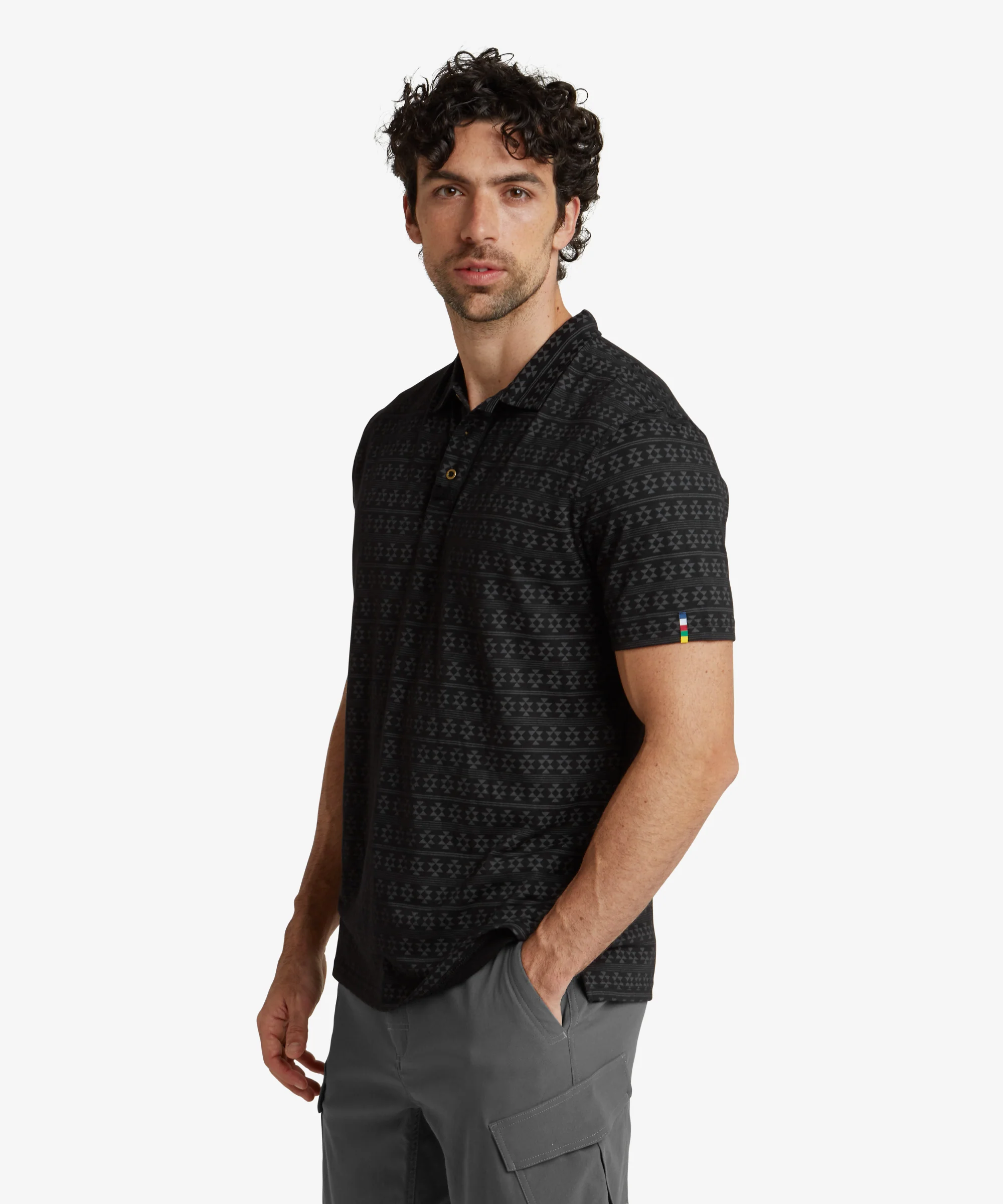 Bali Polo Shirt - Black Prayer Wheel - Image 4