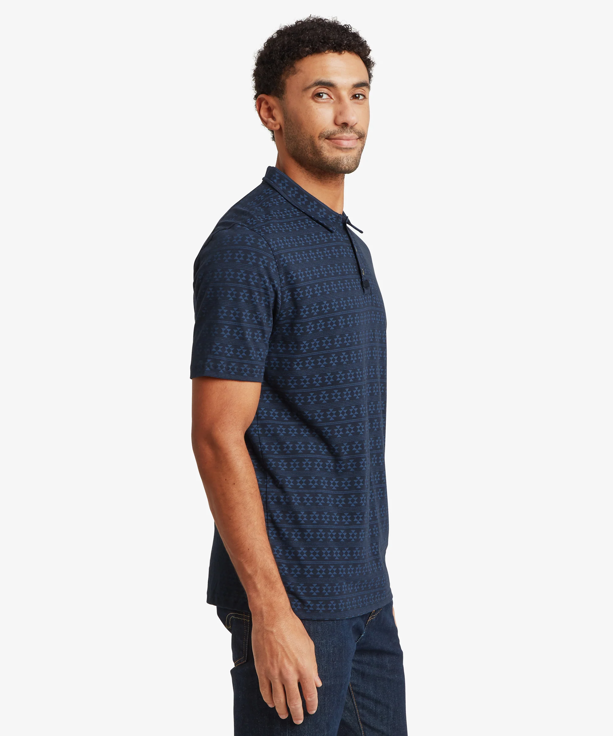 Bali Polo Shirt - Rathee Blue Prayer Wheel - Image 4