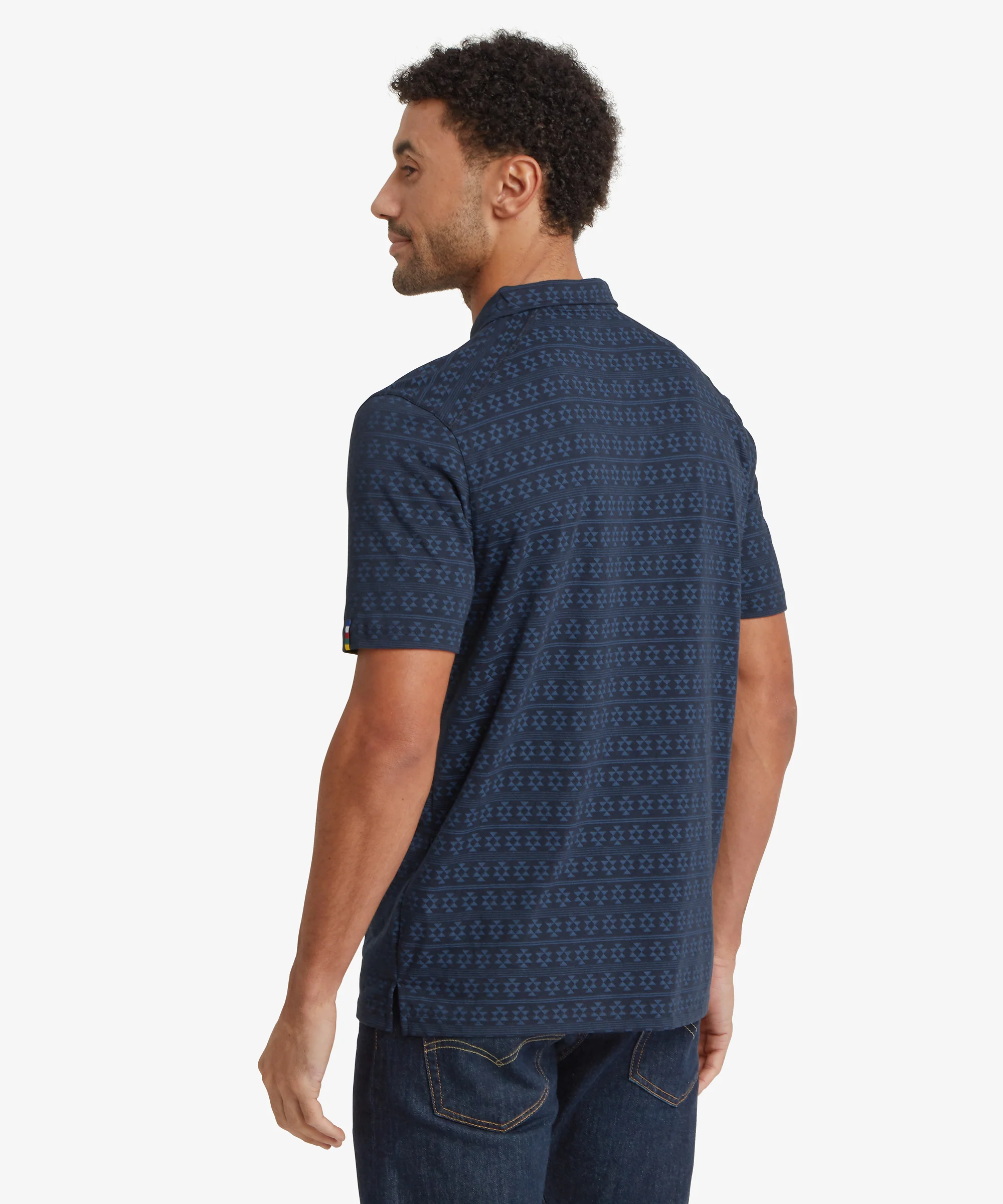 Bali Polo Shirt - Rathee Blue Prayer Wheel - Image 5