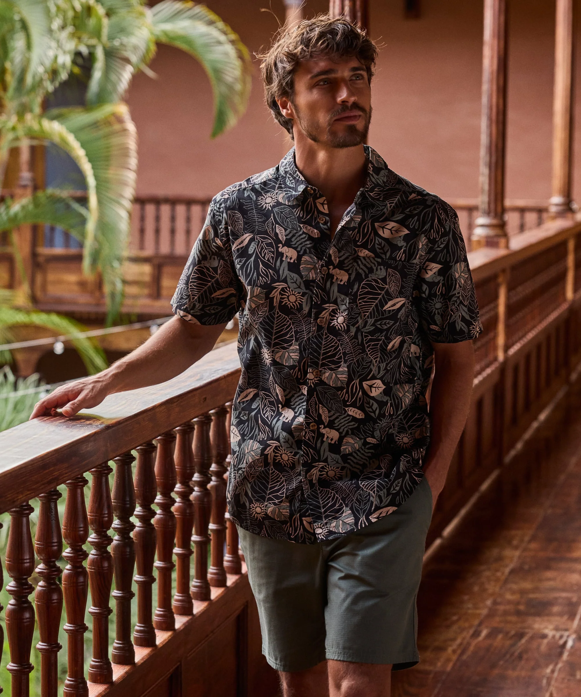 Balun Short Sleeve Shirt - Black Tropical - Image 3