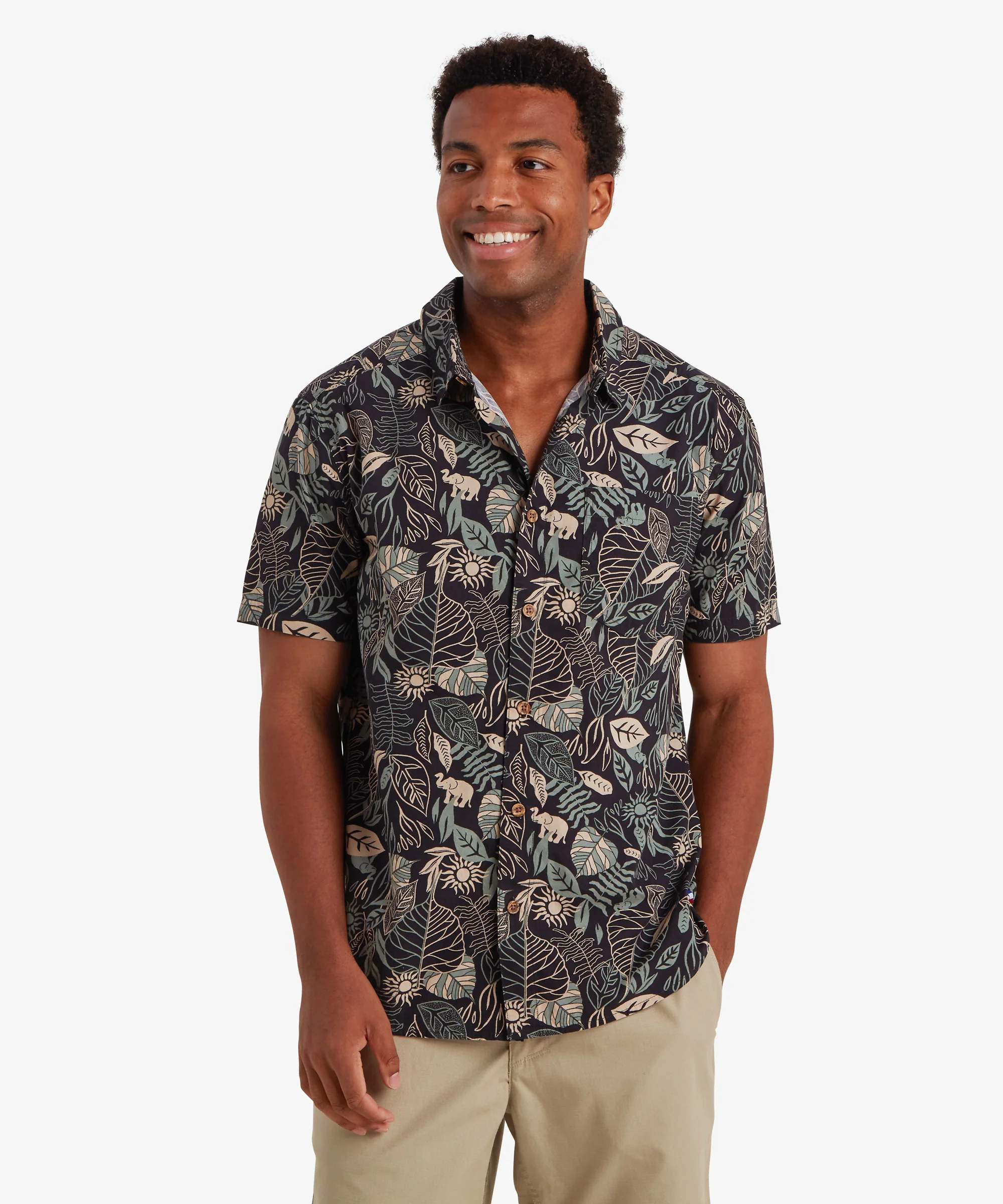 Balun Short Sleeve Shirt - Black Tropical - Image 5