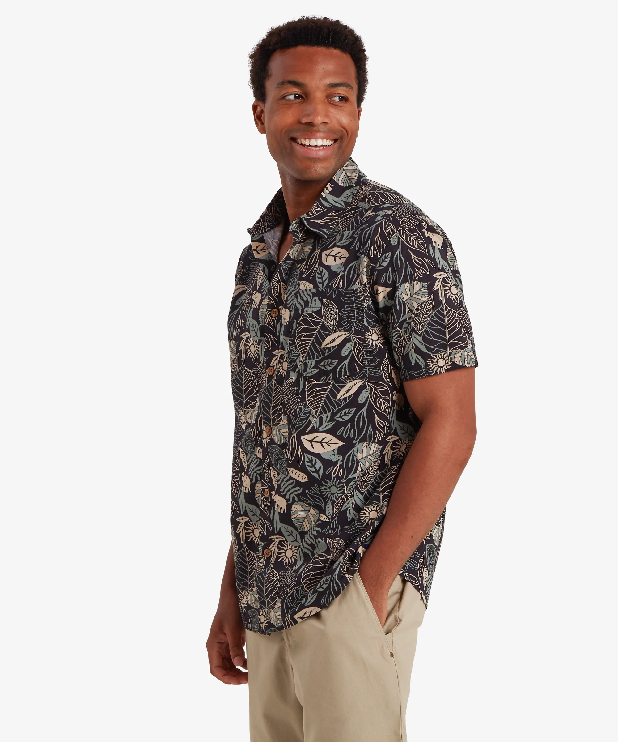 Balun Short Sleeve Shirt - Black Tropical - Image 7