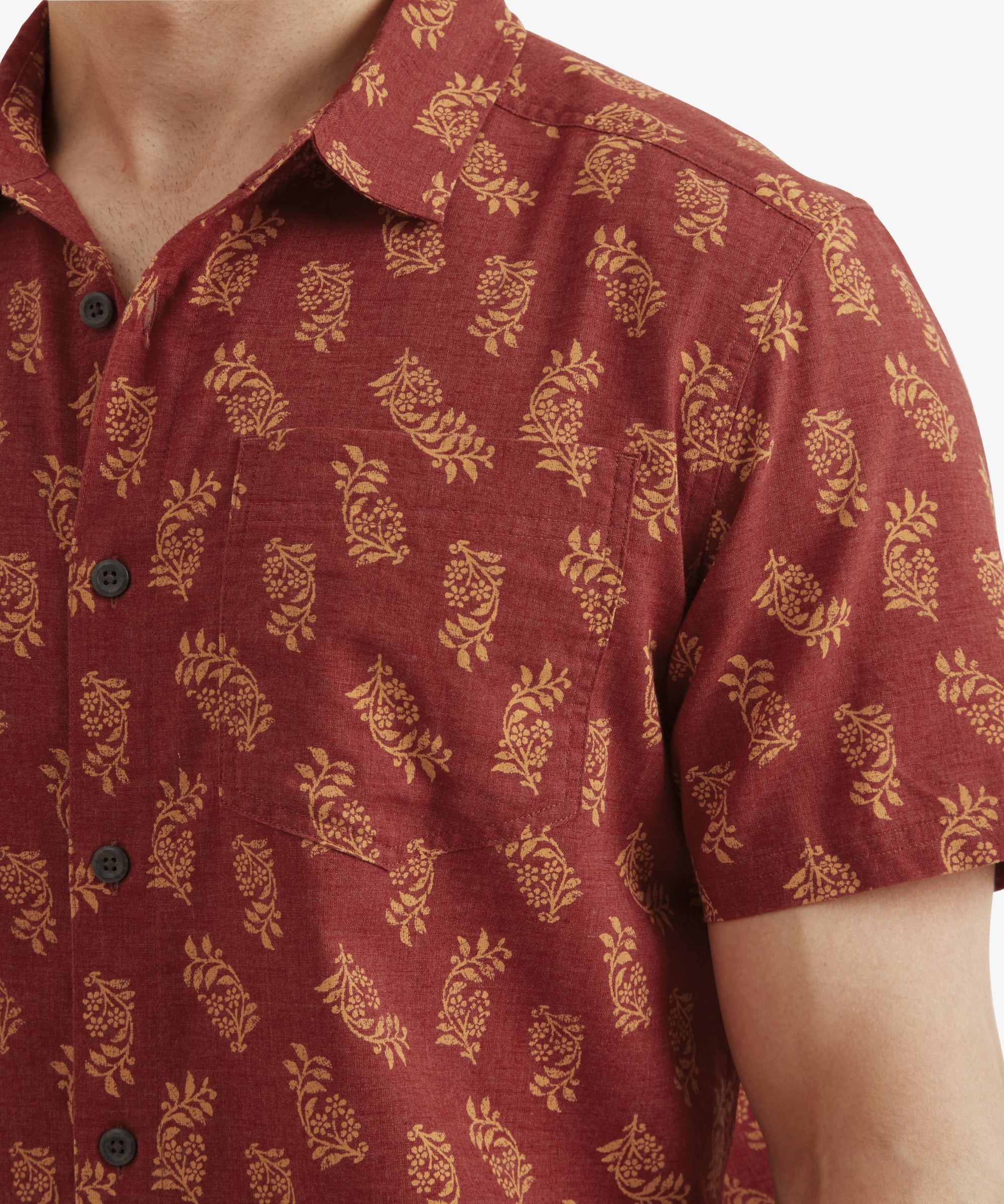 Indi Floral Short Sleeve Shirt - Clay Red - Image 10
