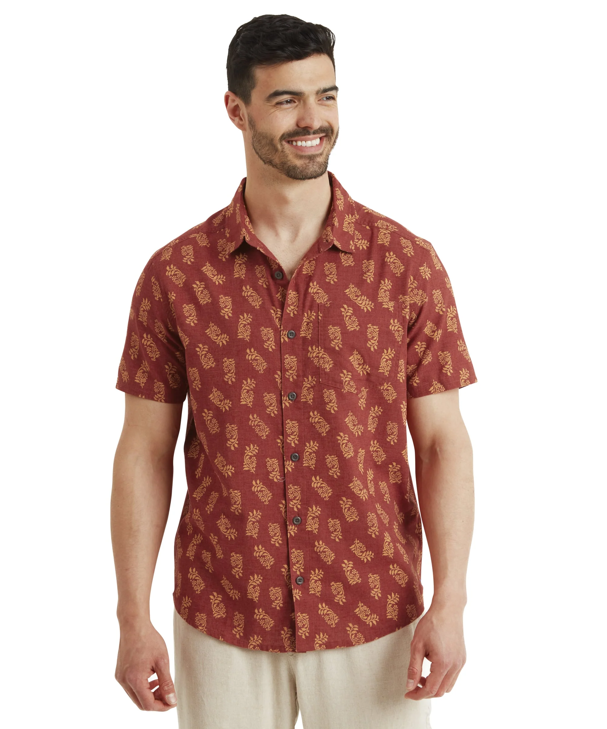 Indi Floral Short Sleeve Shirt - Clay Red - Image 6