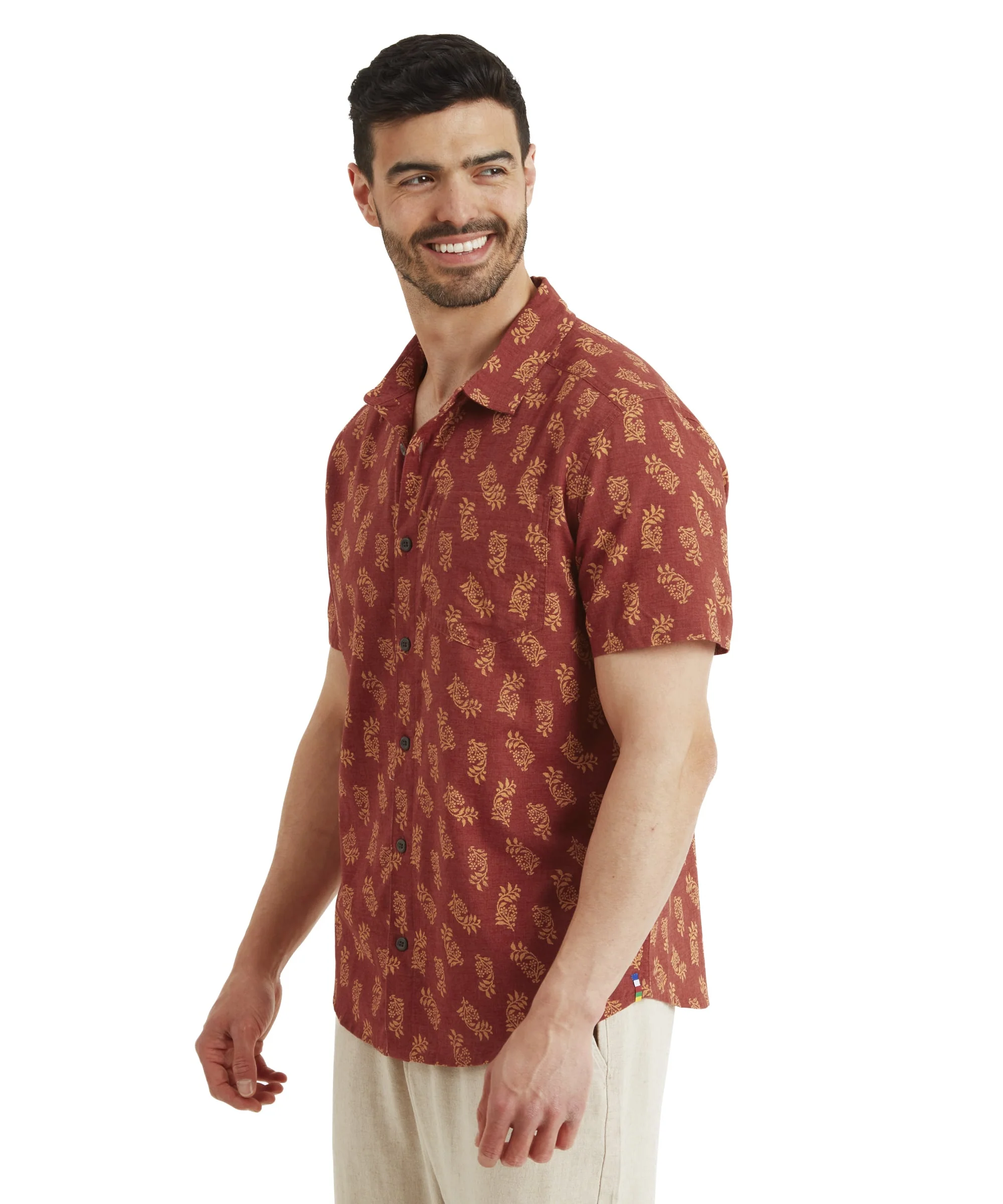 Indi Floral Short Sleeve Shirt - Clay Red - Image 8
