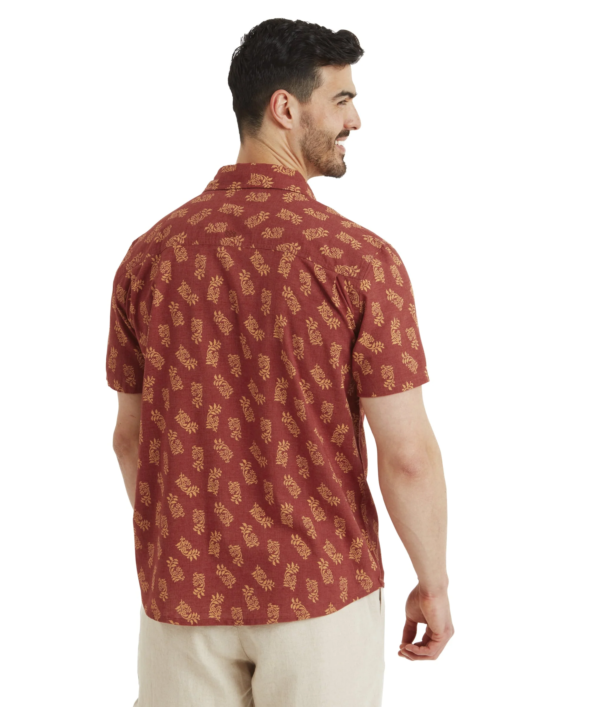 Indi Floral Short Sleeve Shirt - Clay Red - Image 9