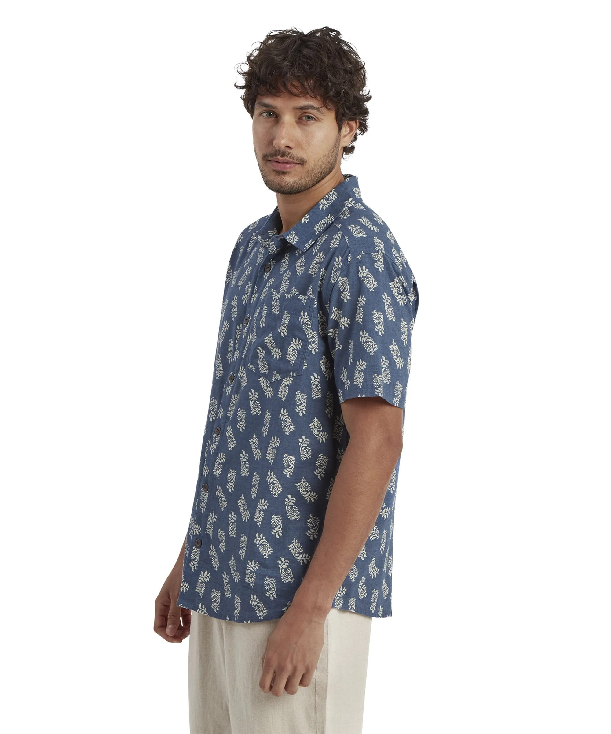 Indi Floral Short Sleeve Shirt - Rathee Blue - Image 4