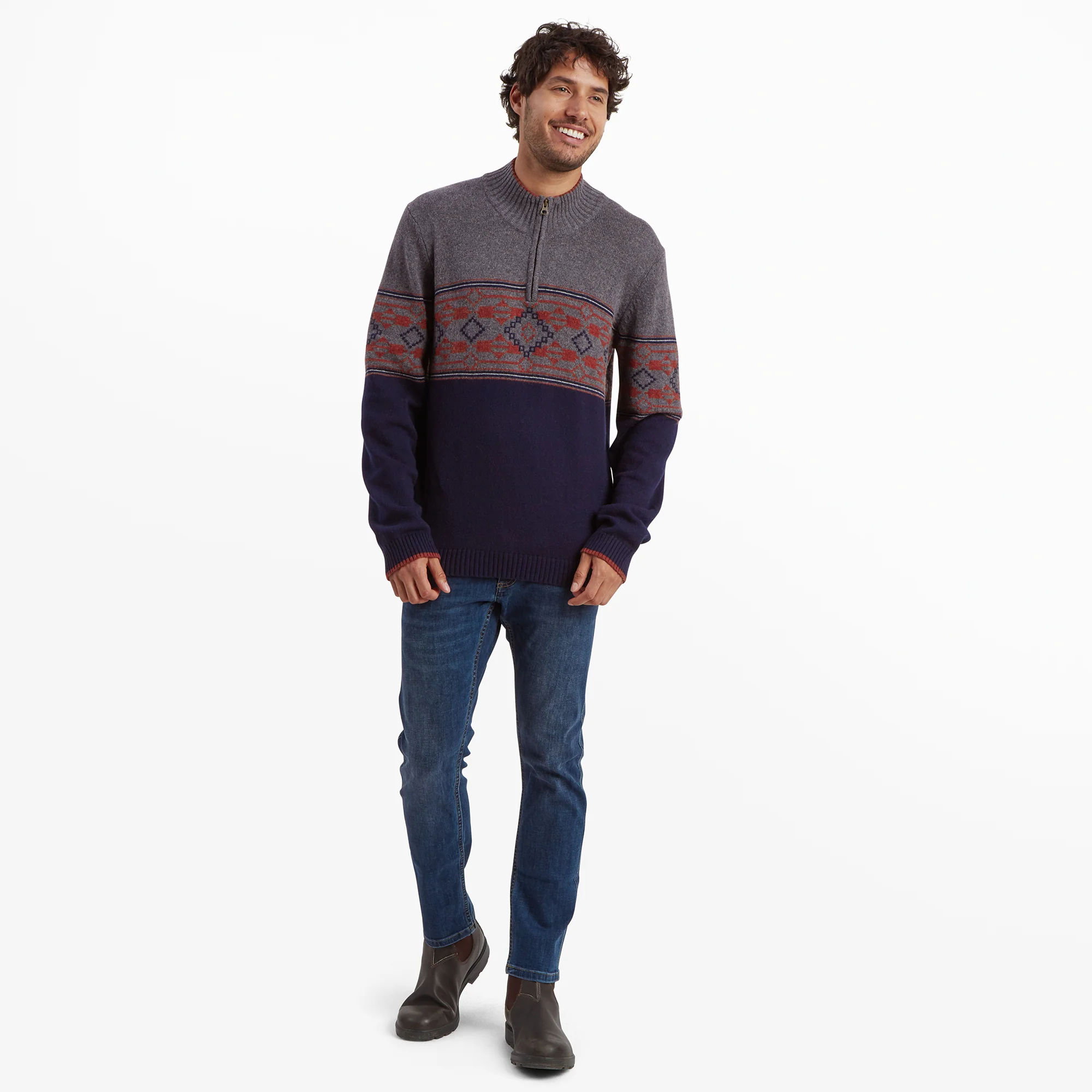 Tej Eco Quarter Zip Sweater - Rathee Blue - Image 3