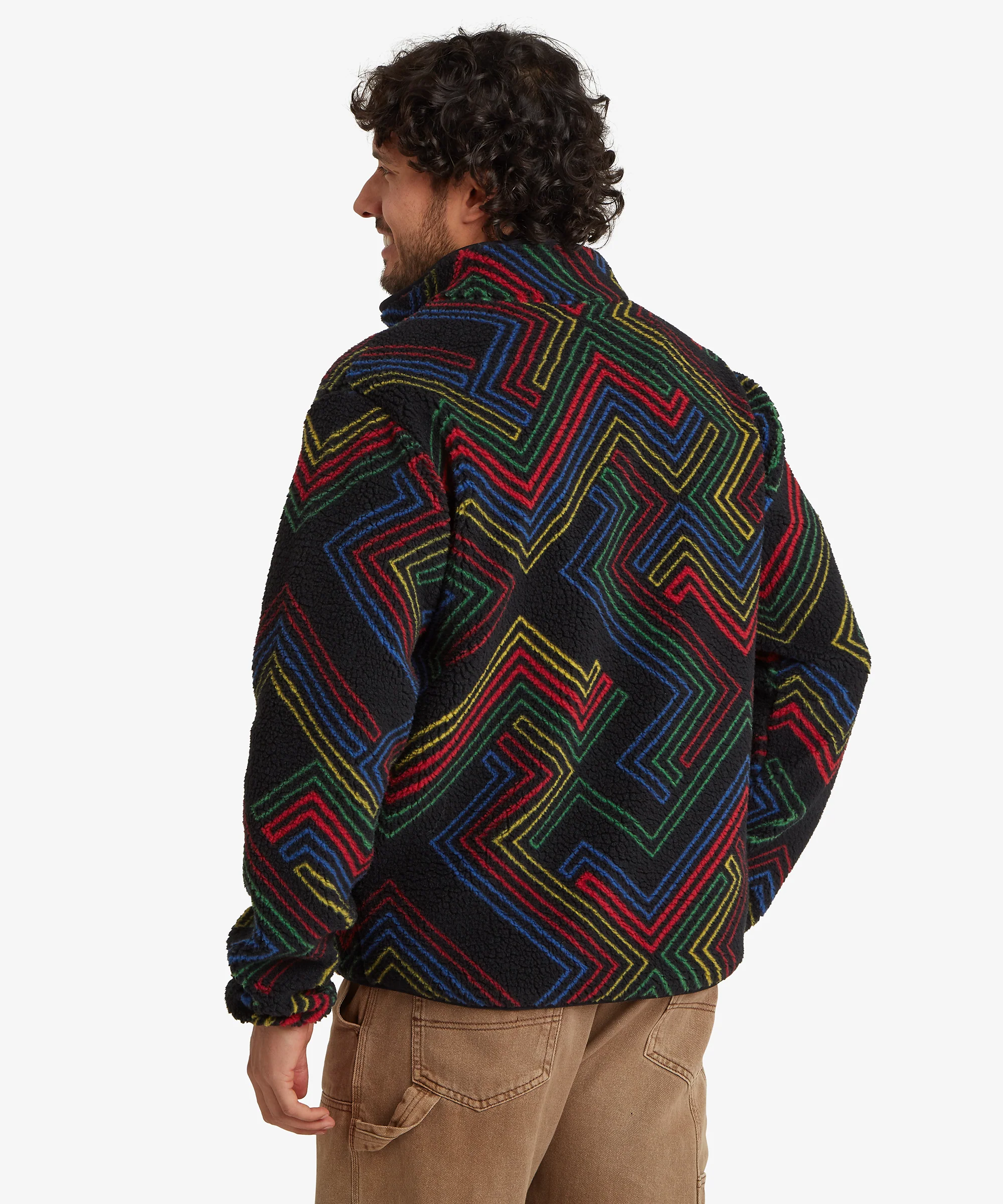 Tarcho Printed Full Zip Fleece  - Black Geo Stripes - Image 7