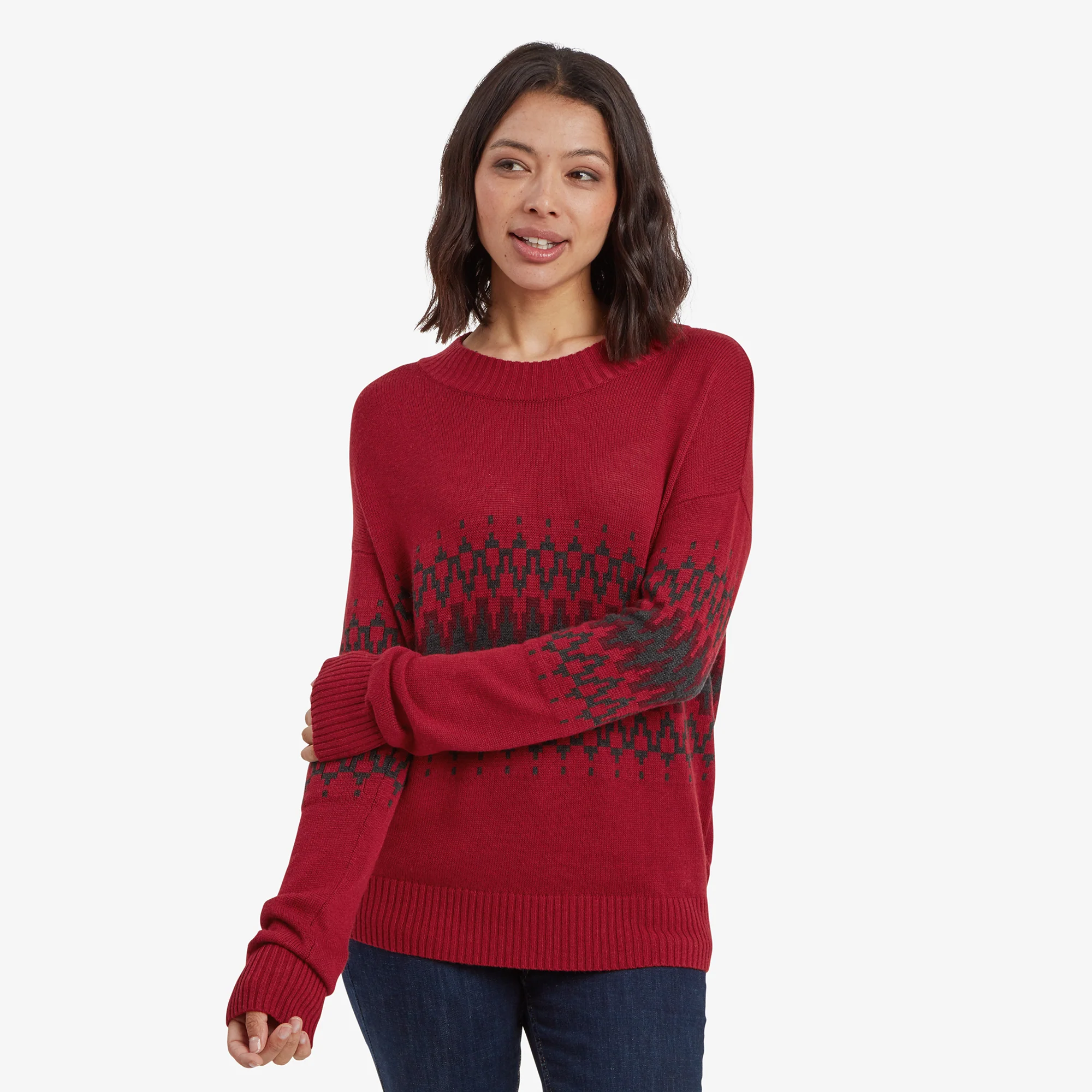 Devaki Eco Crew Sweater - Crimson - Image 2