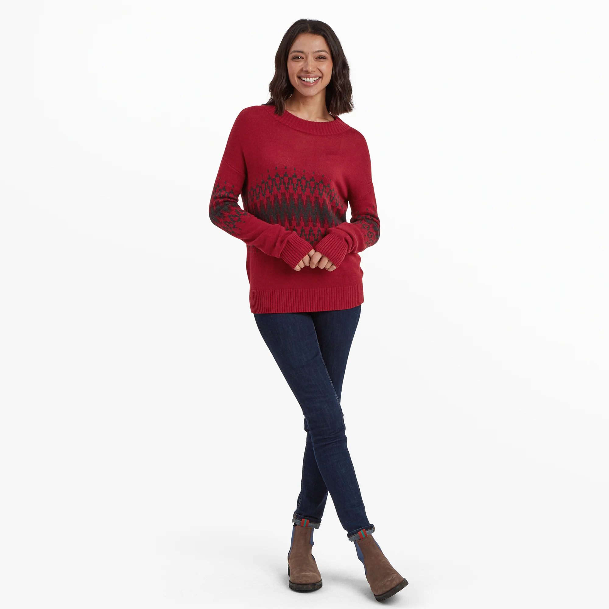 Devaki Eco Crew Sweater - Crimson - Image 3