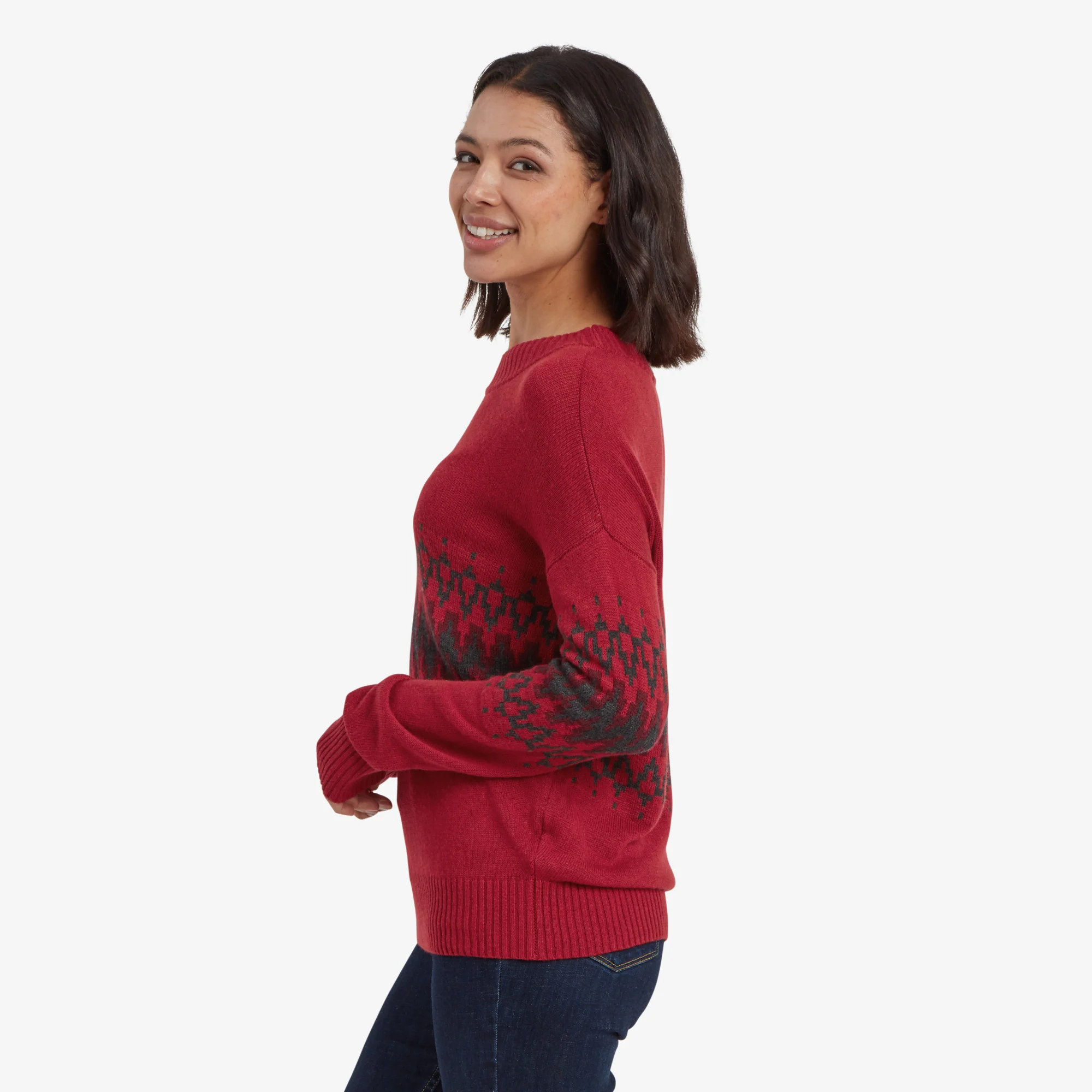 Devaki Eco Crew Sweater - Crimson - Image 4