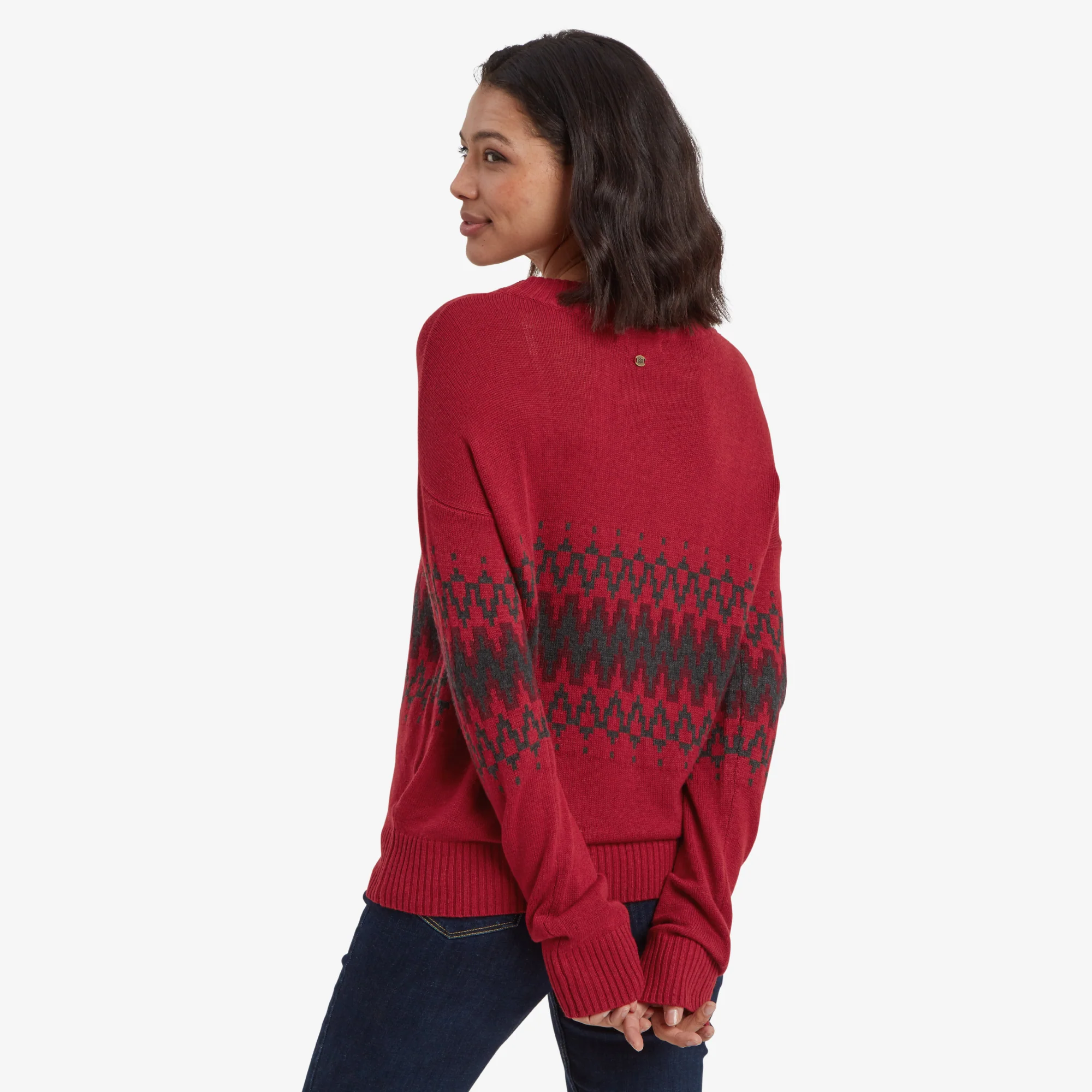Devaki Eco Crew Sweater - Crimson - Image 5