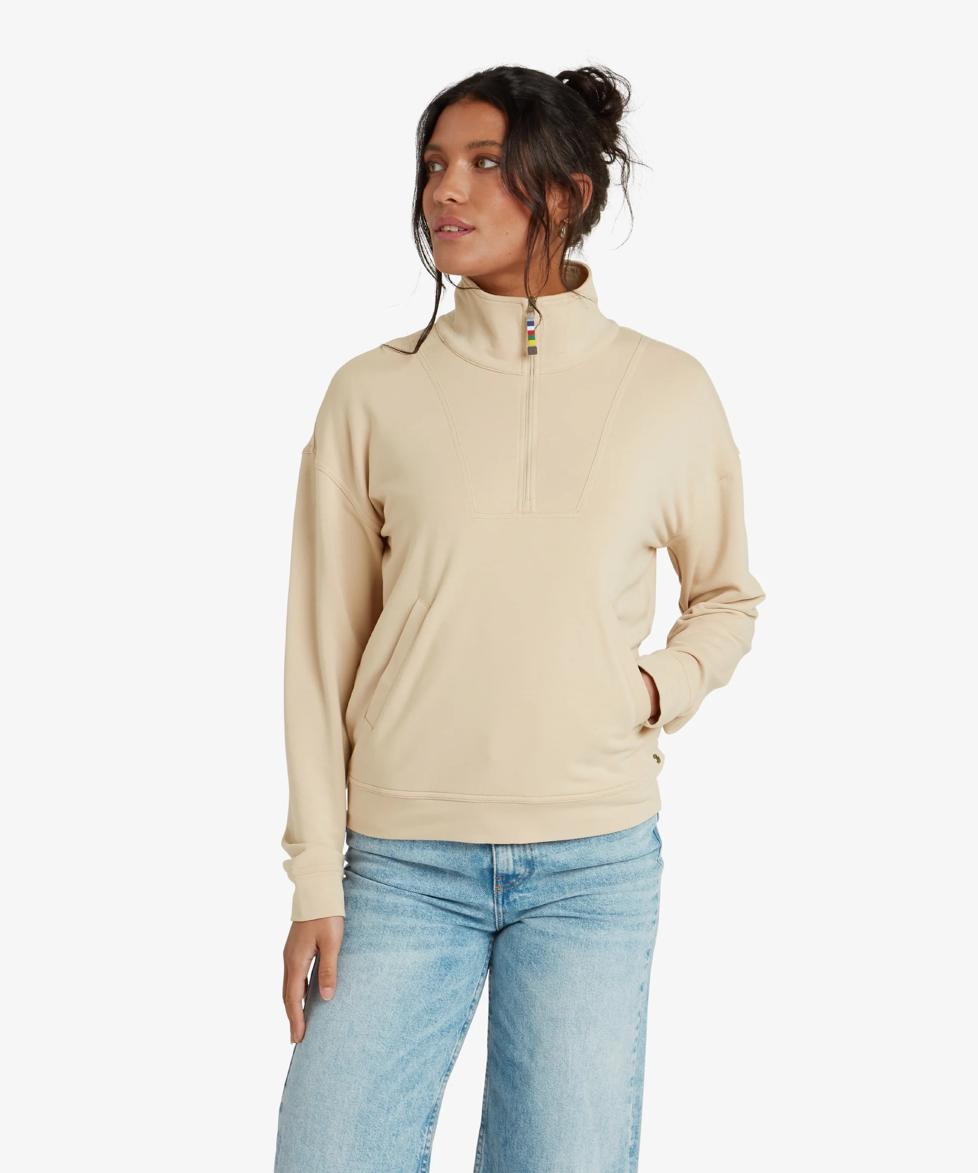 Dhyan Quarter Zip Sweatshirt - Cream - Image 2