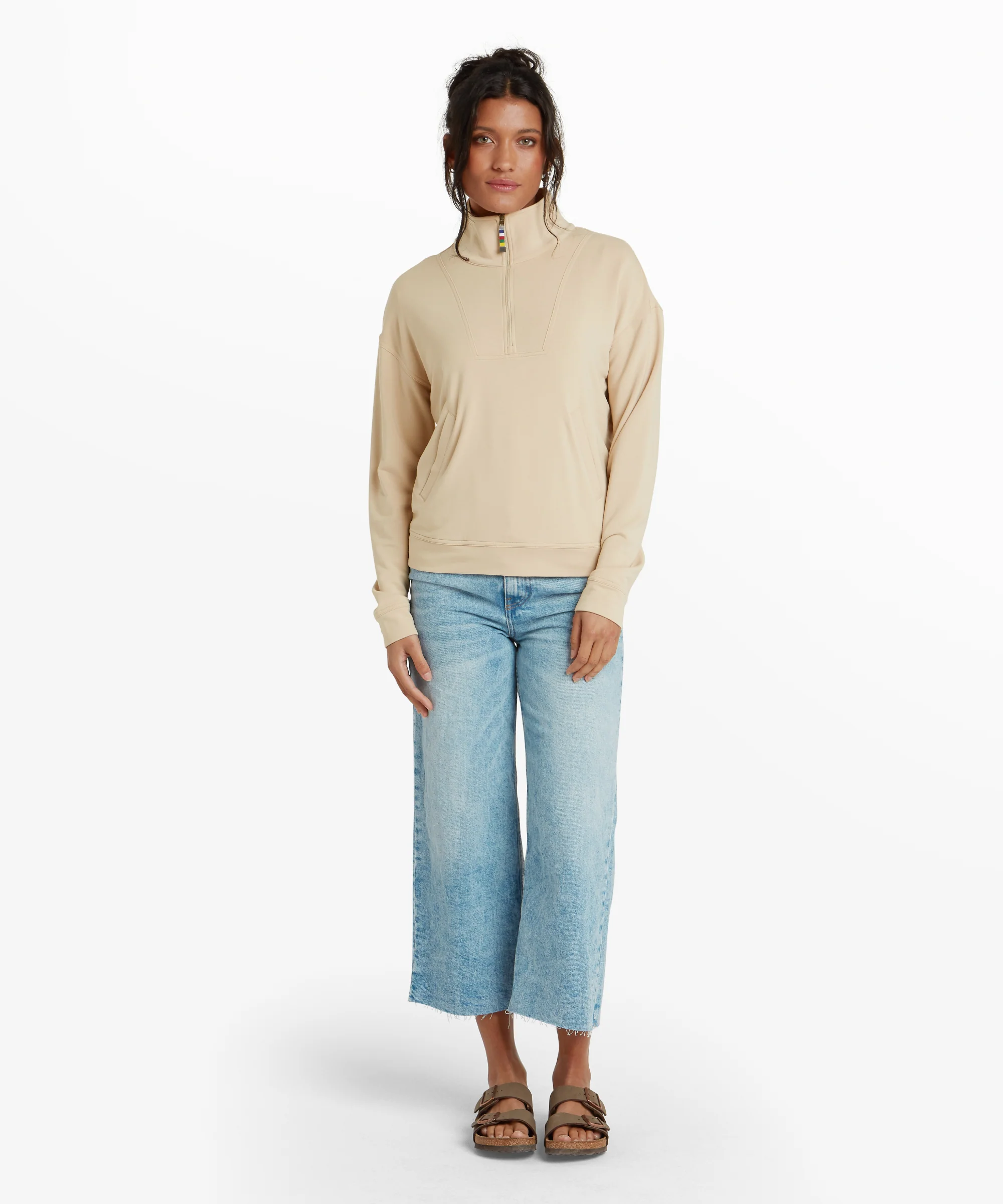 Dhyan Quarter Zip Sweatshirt - Cream - Image 3