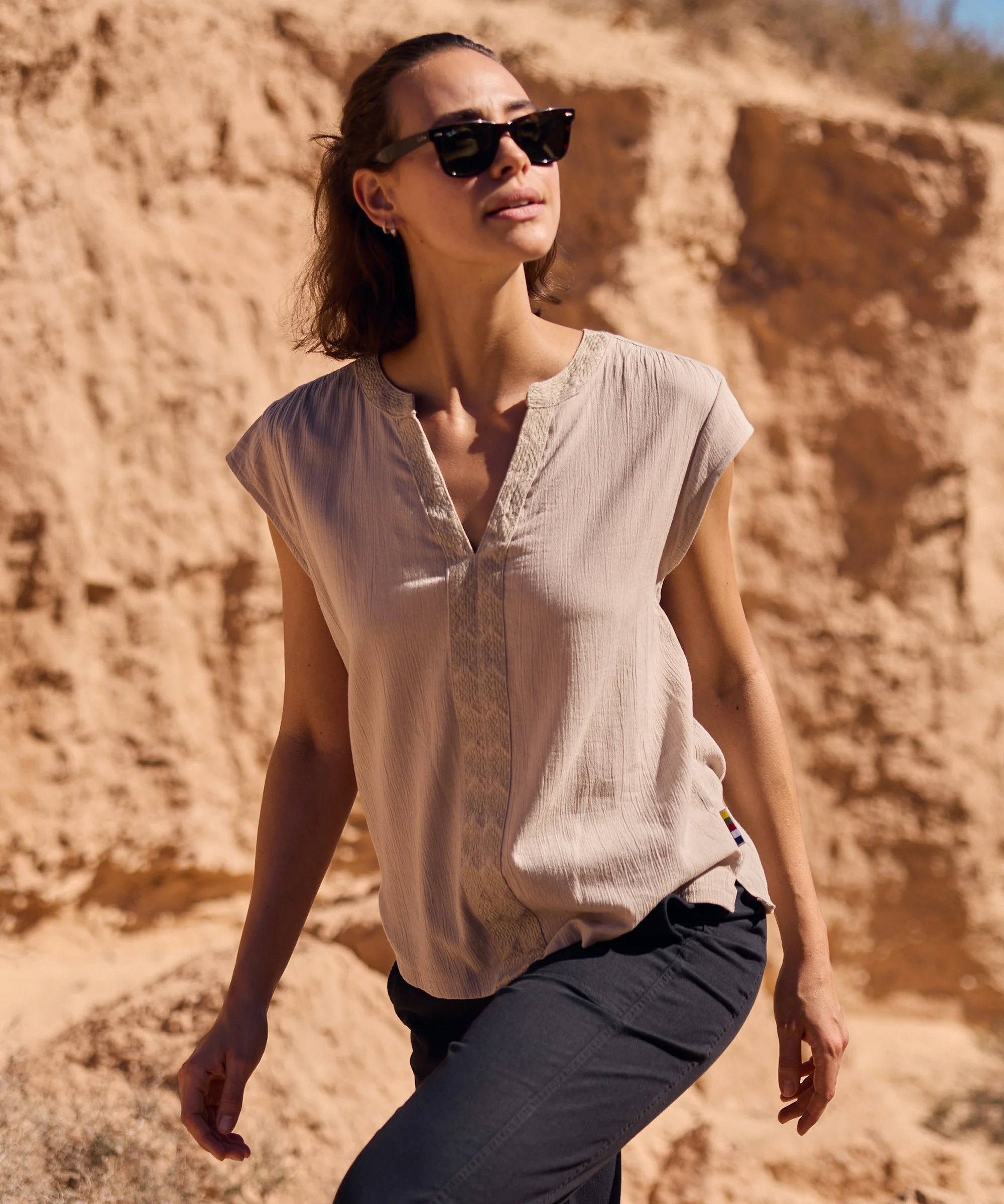 Hara Cap Sleeve Top - Goa Sand - Image 2