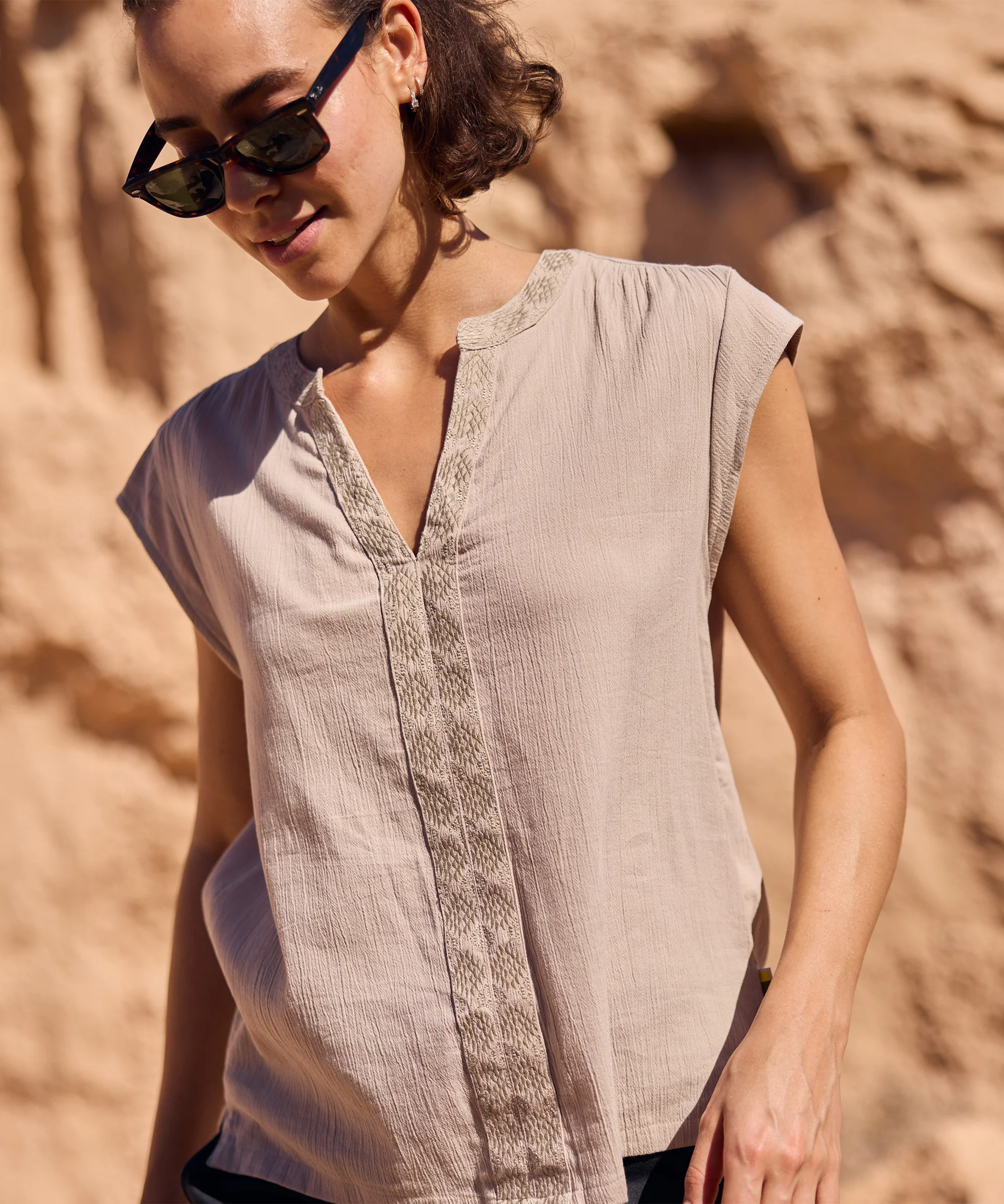 Hara Cap Sleeve Top - Goa Sand - Image 3