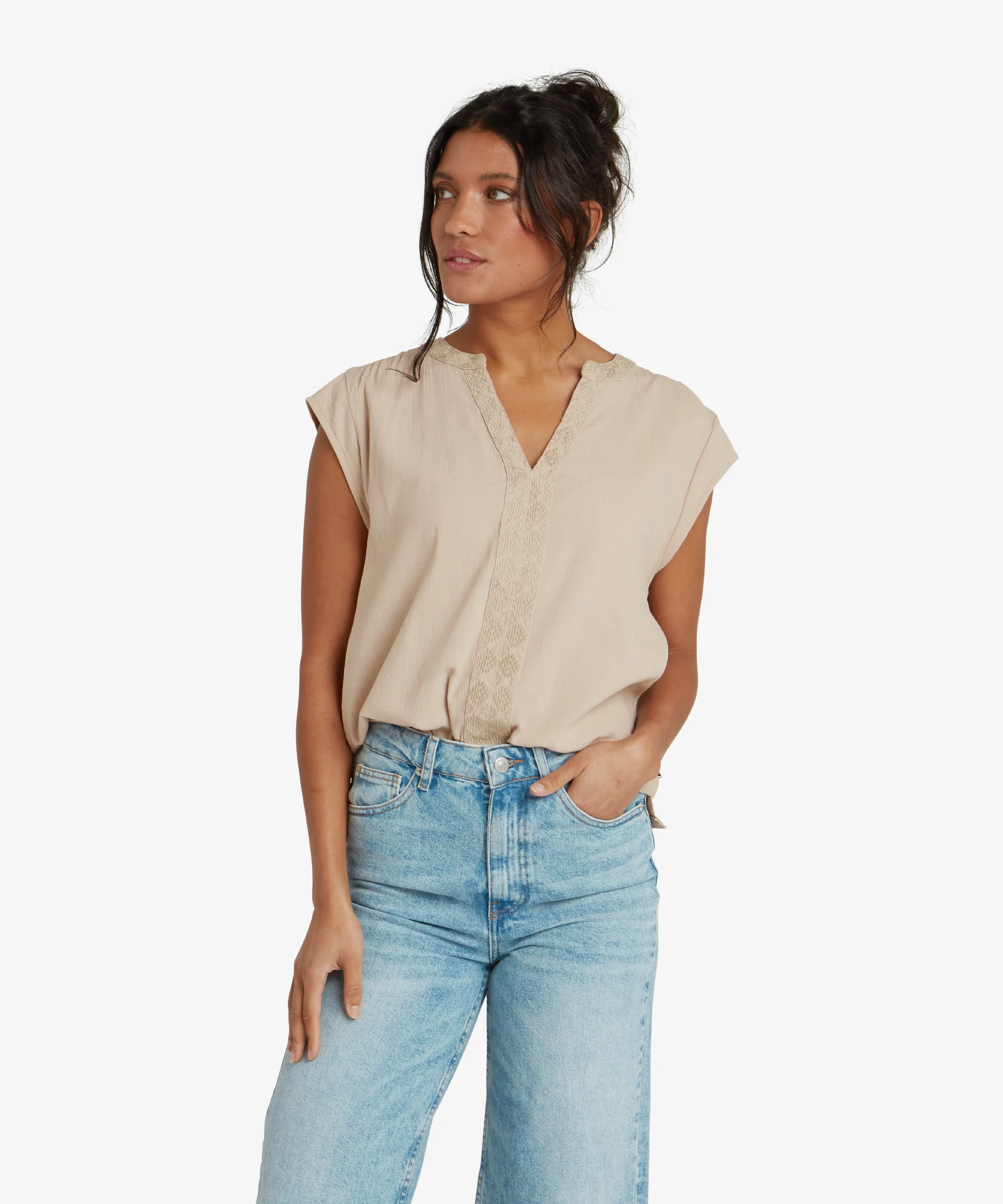 Hara Cap Sleeve Top - Goa Sand - Image 6