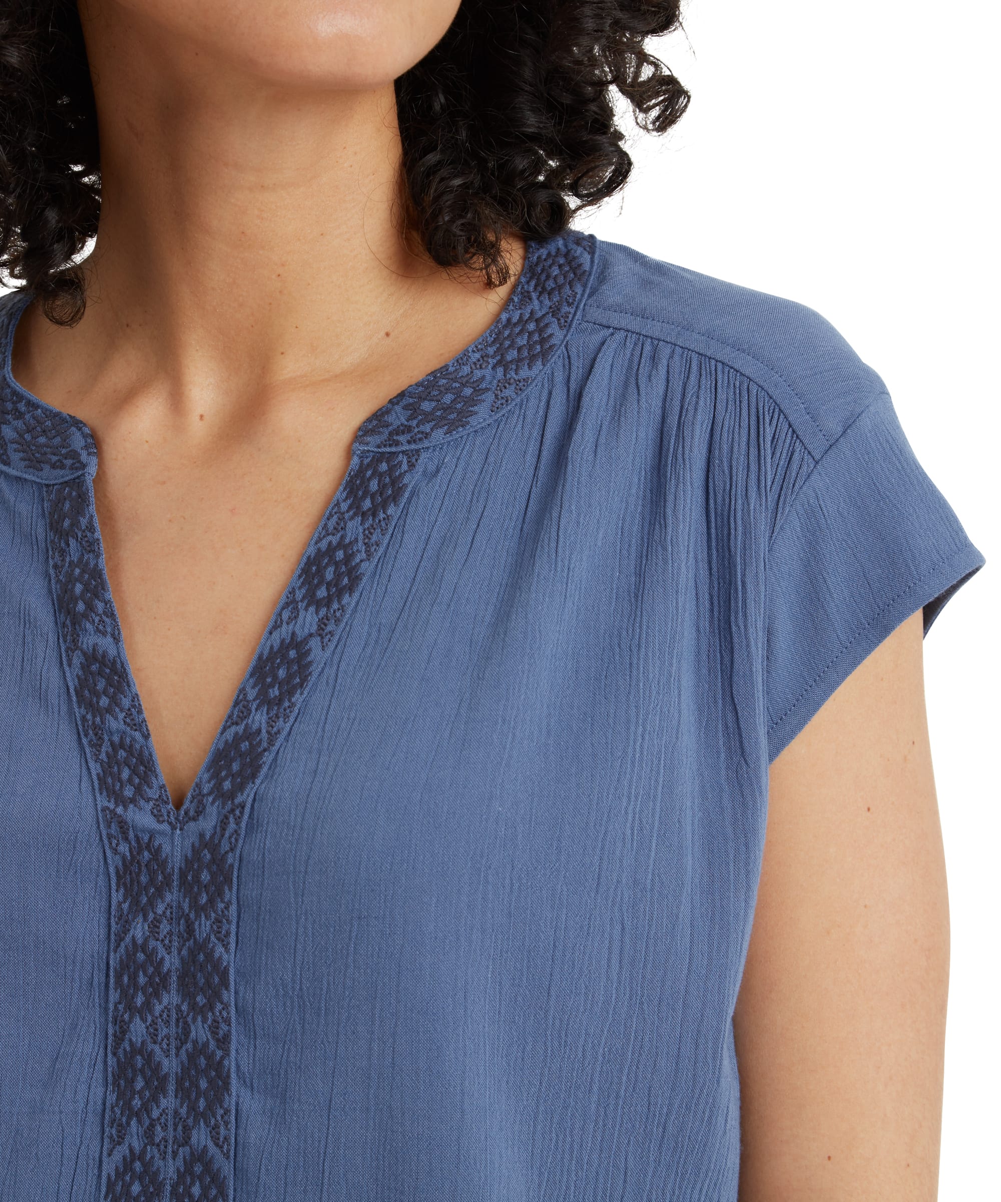 Hara Cap Sleeve Top - Seaport Blue - Image 6