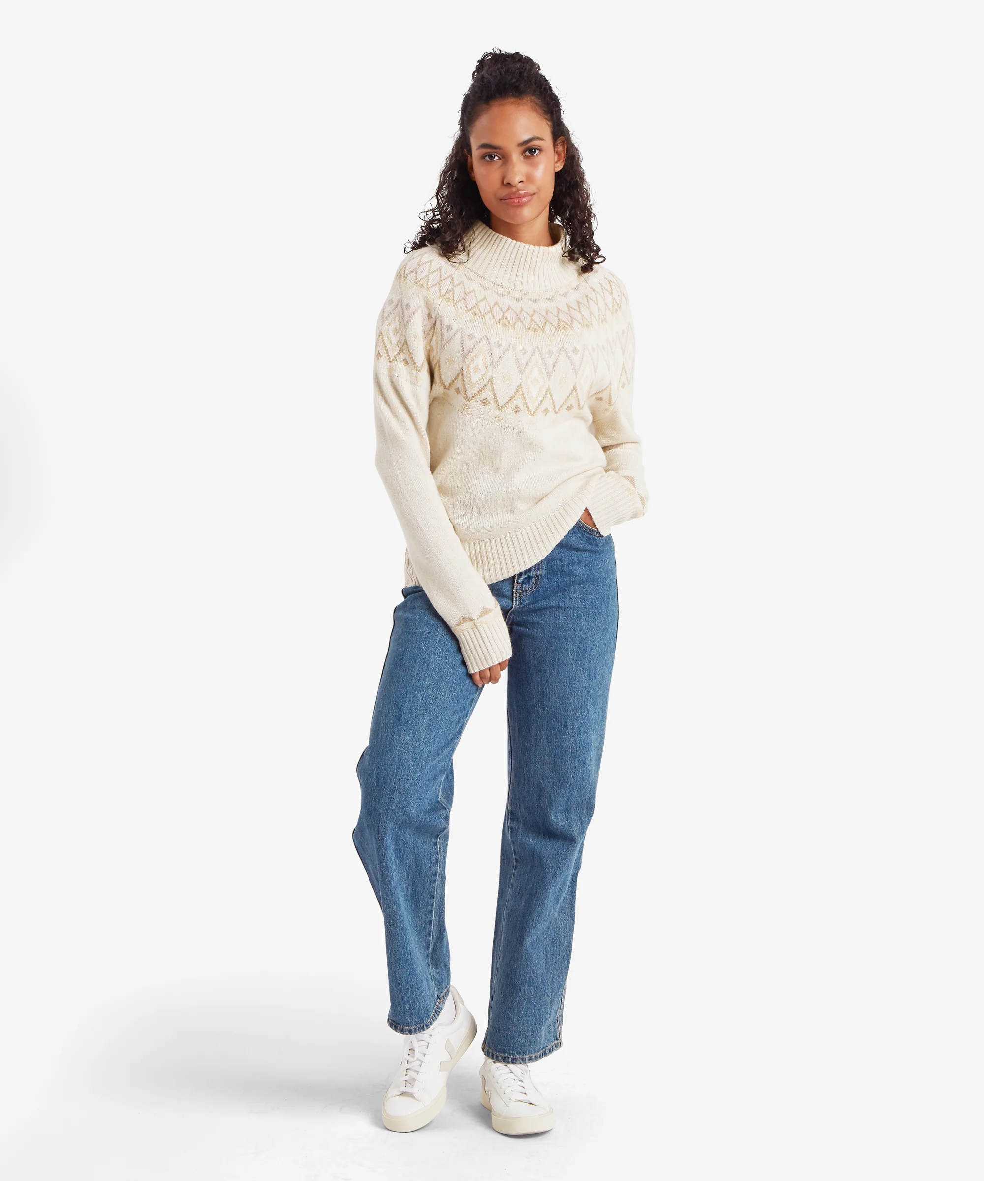 Indu Mock Neck Sweater - Ecru - Image 3