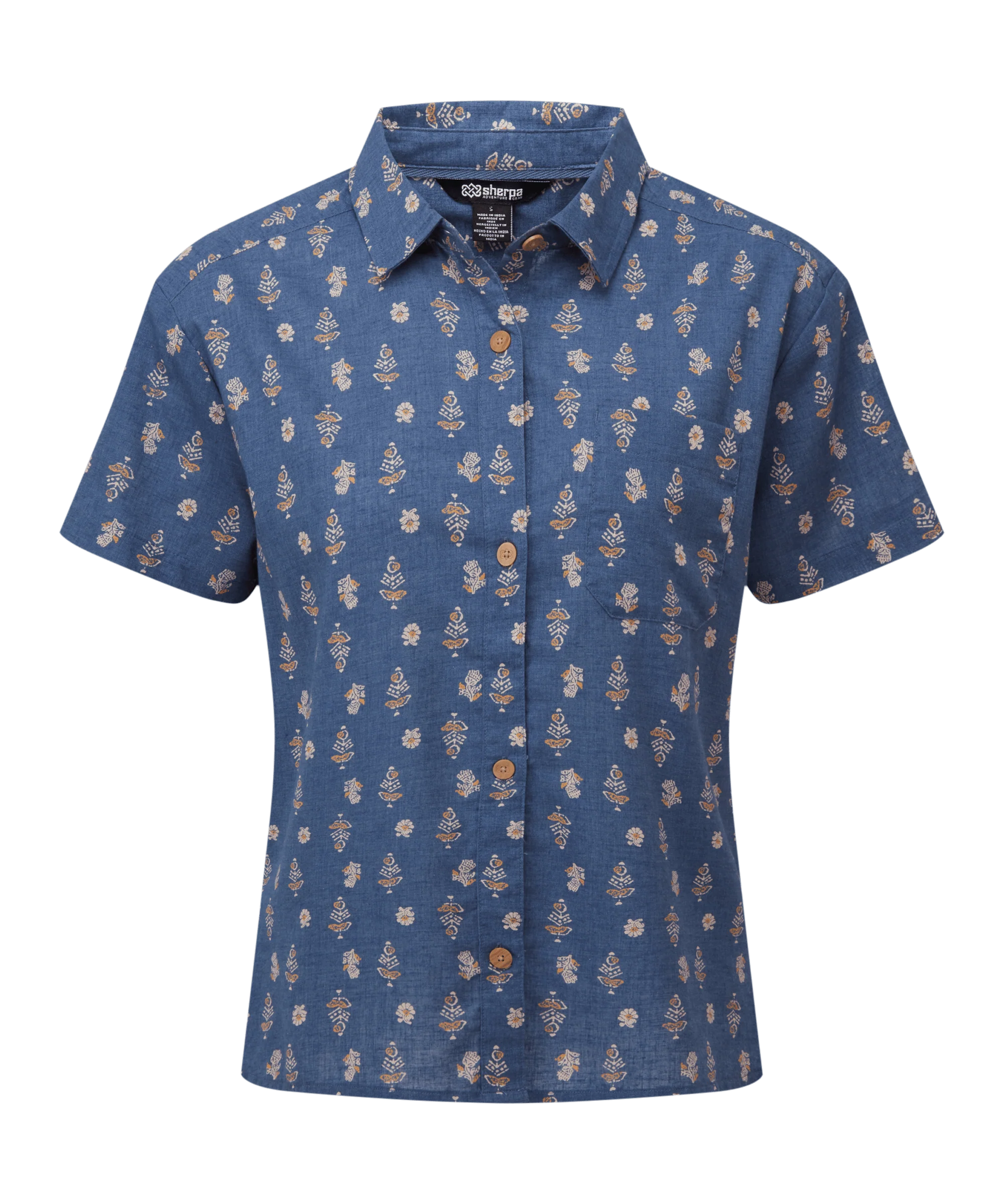 Jaya Camp Shirt - Seaport Blue Indi Blossom