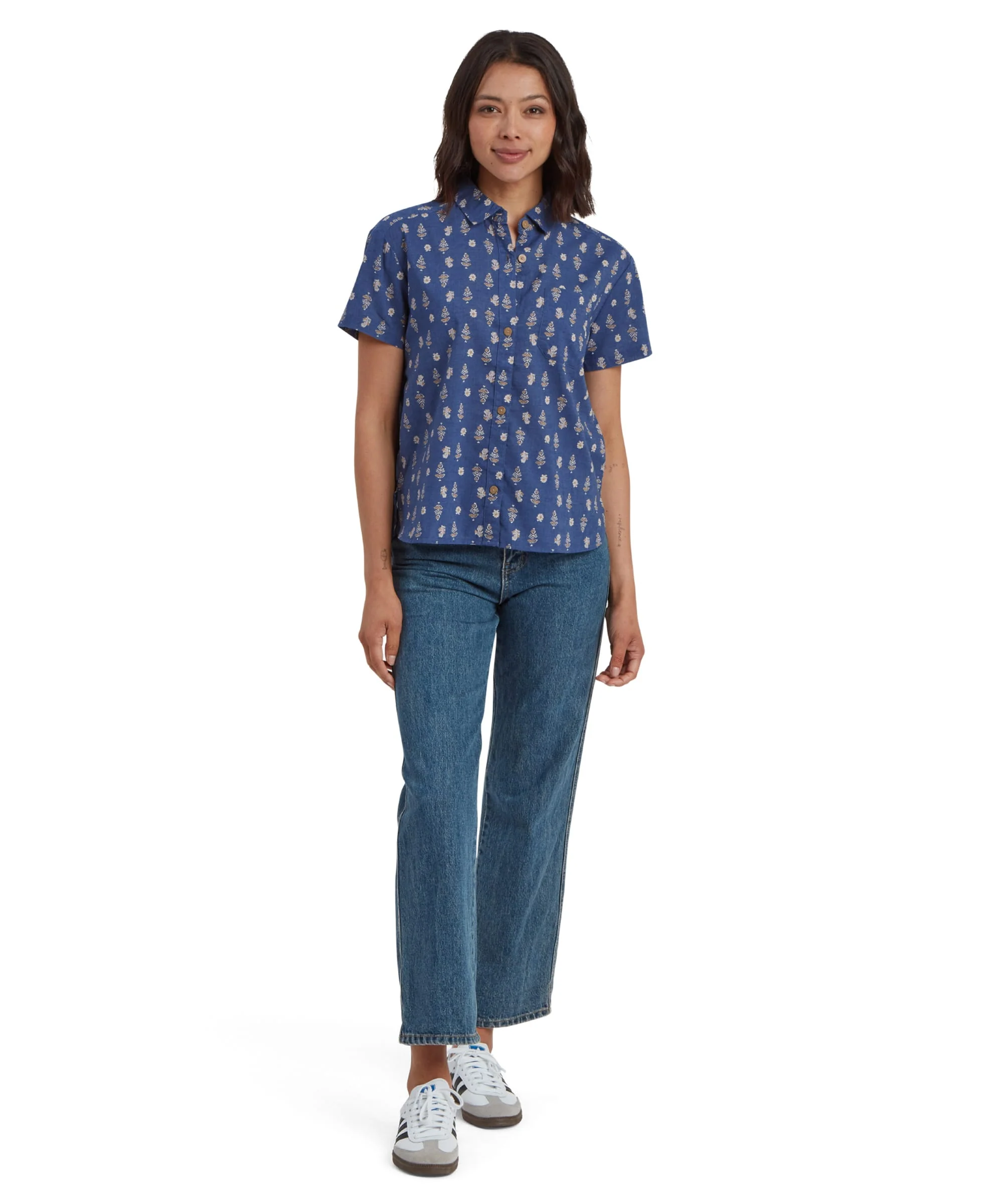 Jaya Camp Shirt - Seaport Blue Indi Blossom - Image 3