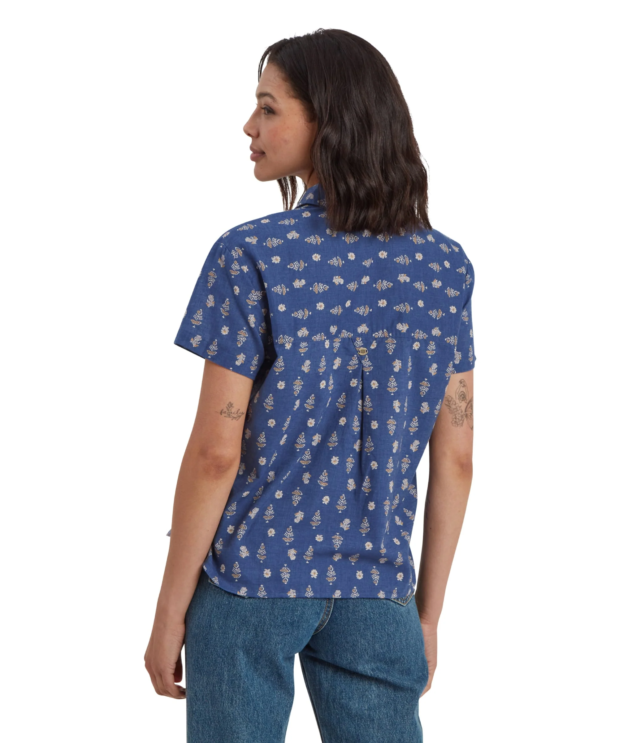 Jaya Camp Shirt - Seaport Blue Indi Blossom - Image 5