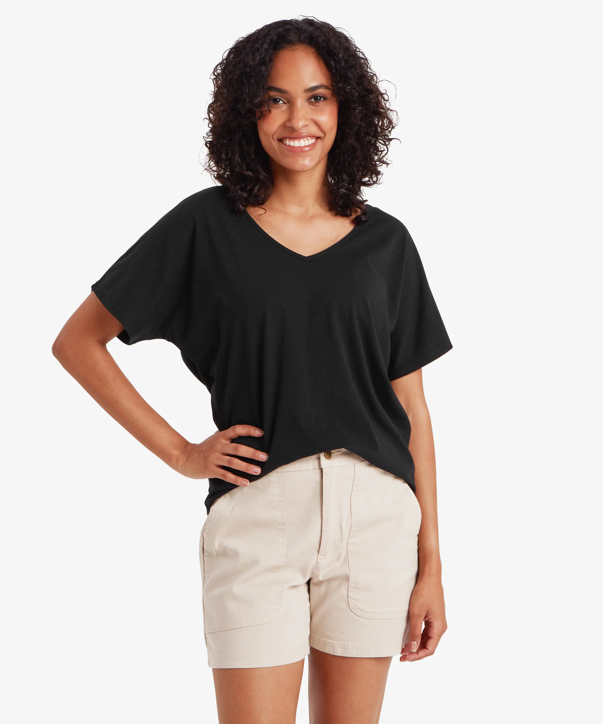 Jutnu V-Neck T-Shirt - Black - Image 2