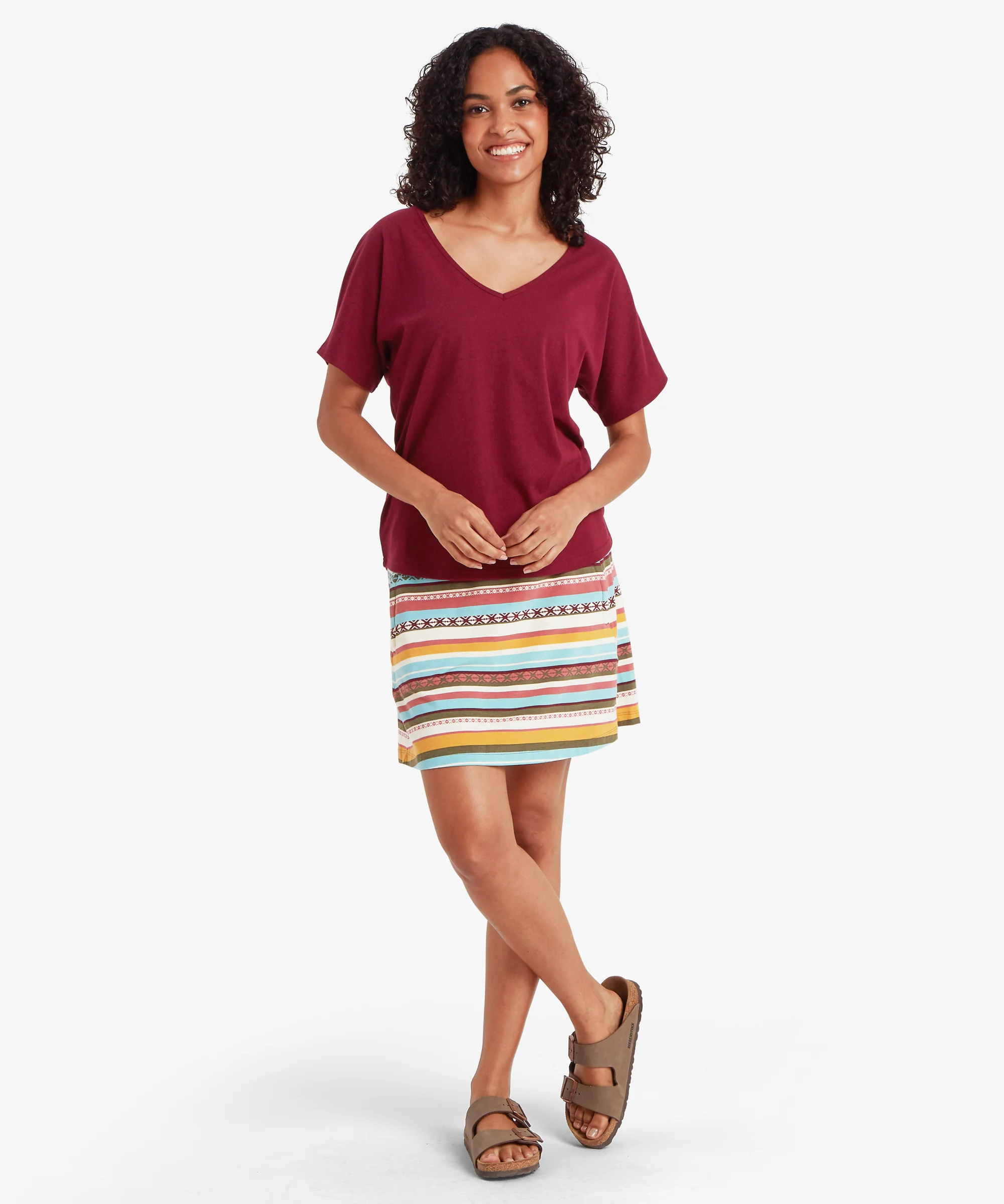 Jutnu V-Neck T-Shirt - Wine - Image 3