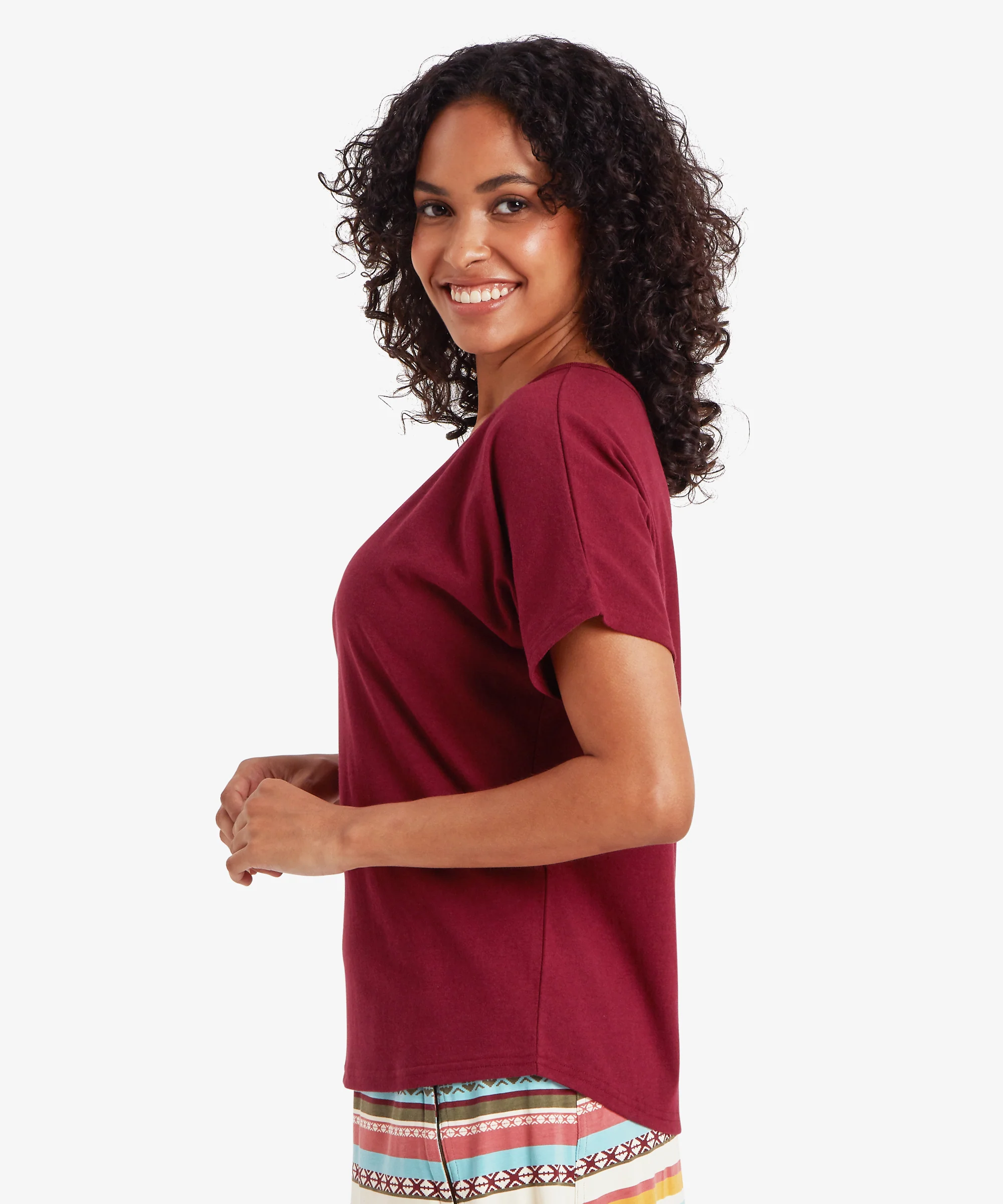 Jutnu V-Neck T-Shirt - Wine - Image 4