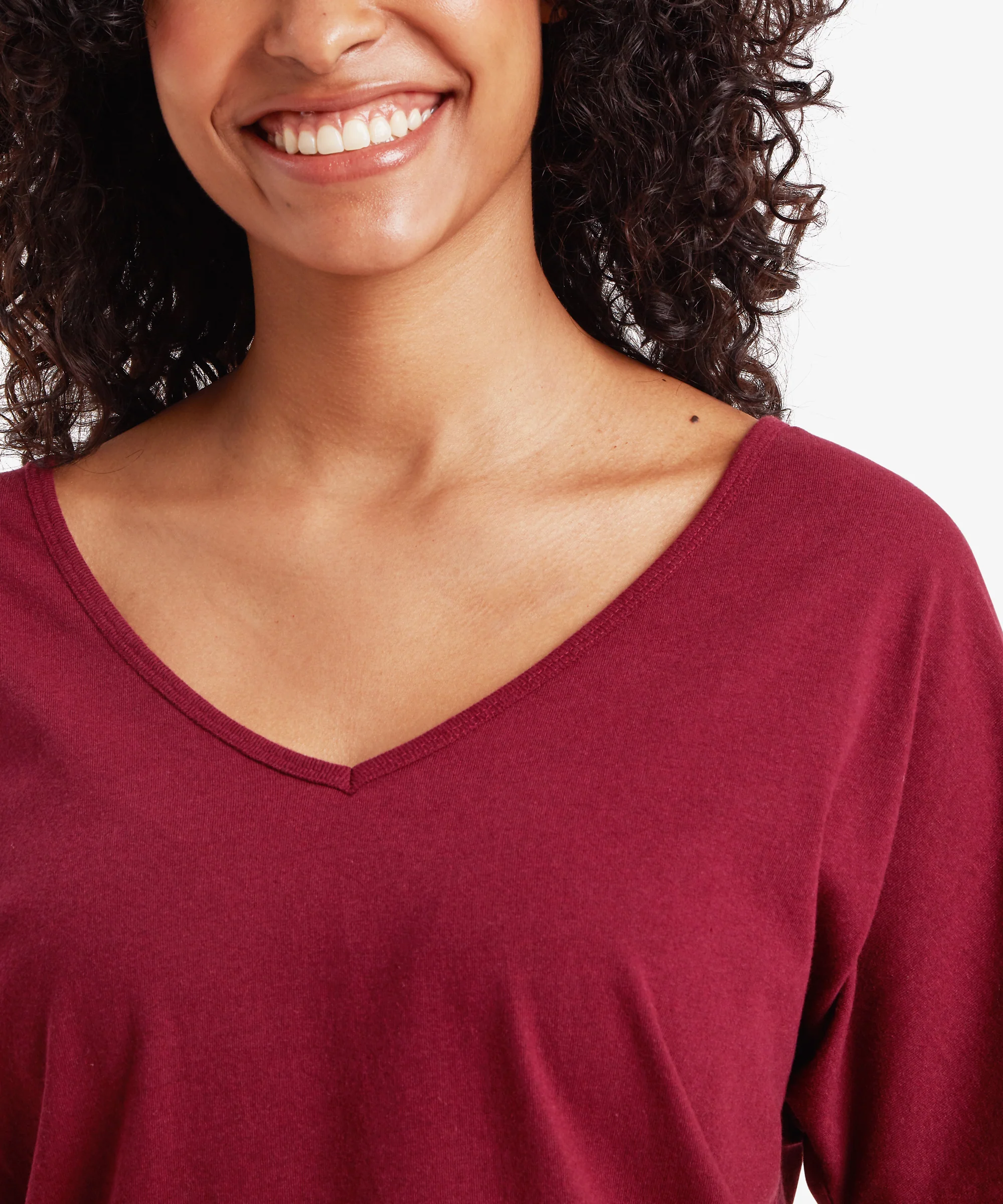 Jutnu V-Neck T-Shirt - Wine - Image 6
