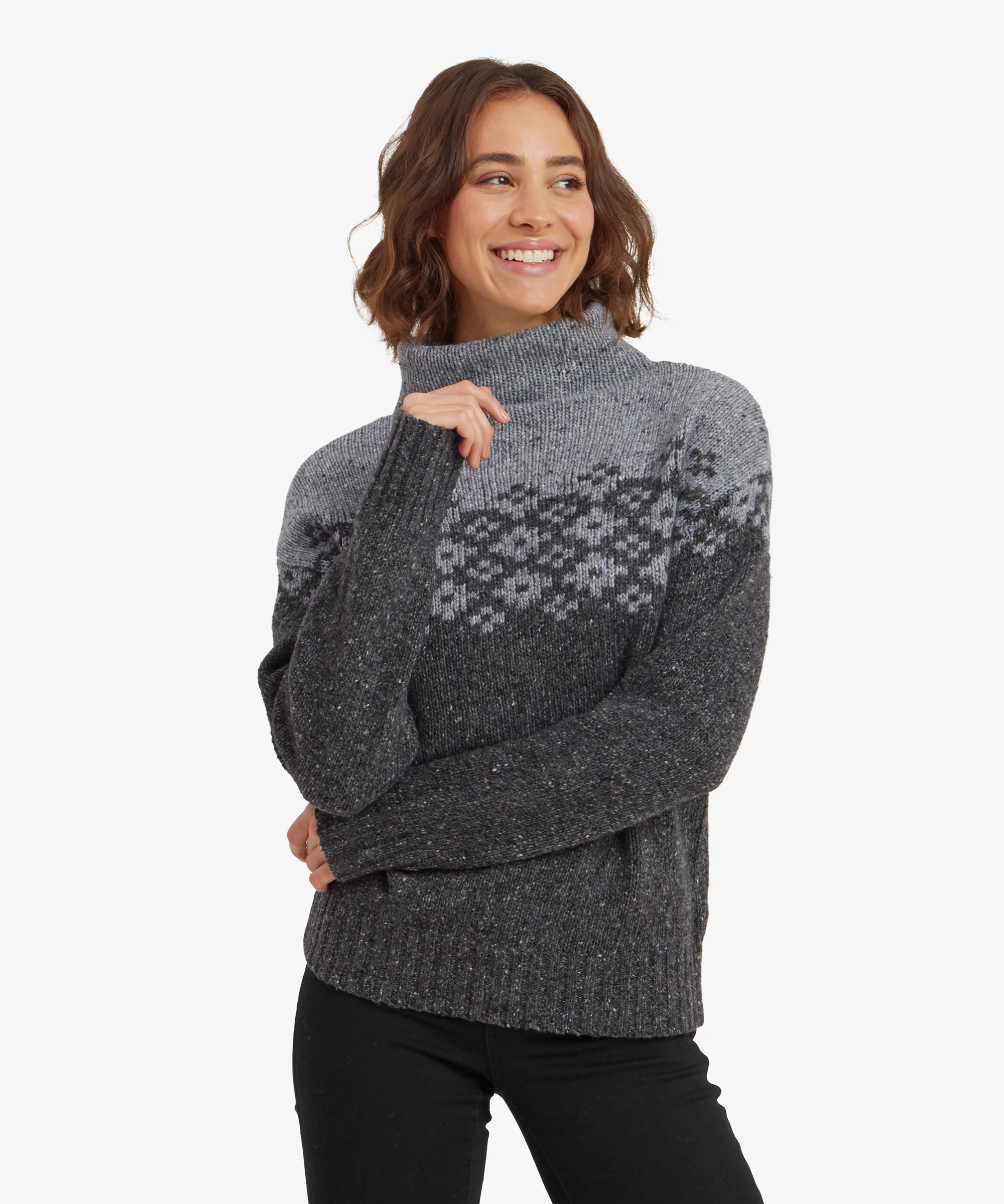 Mandari Mock Neck Sweater - Charcoal - Image 2