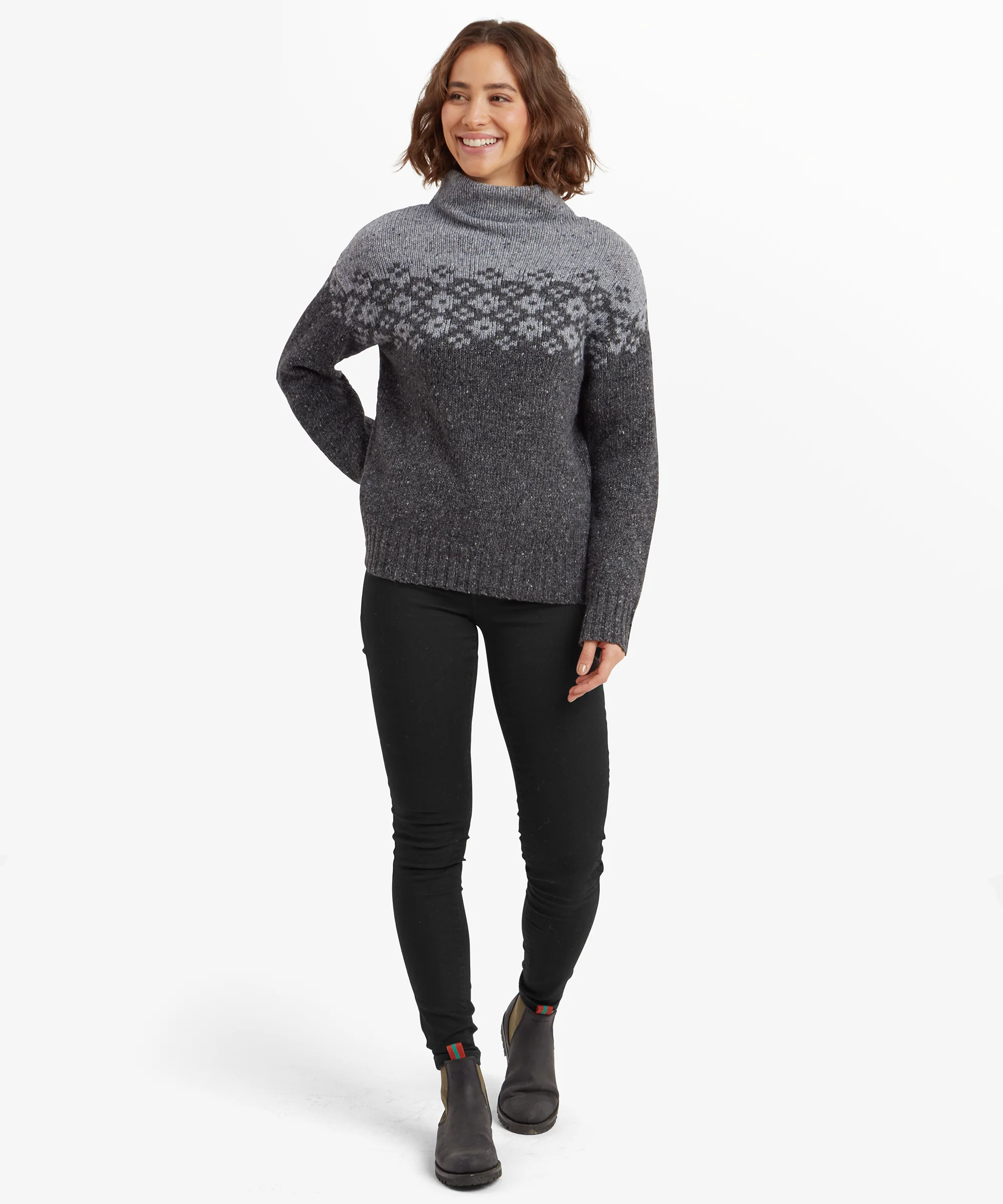 Mandari Mock Neck Sweater - Charcoal - Image 3