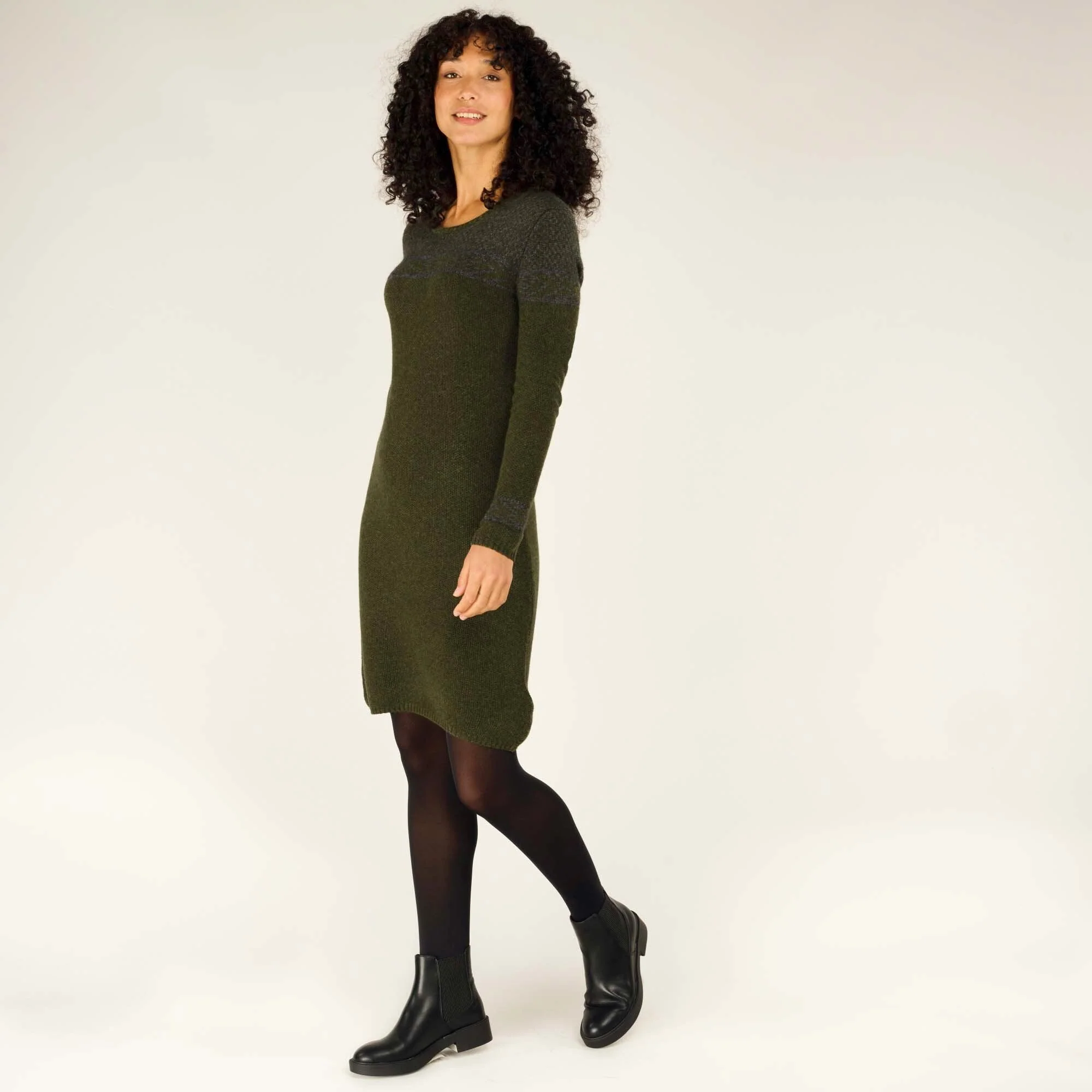 Maya Texture Dress - Evergreen - Image 3