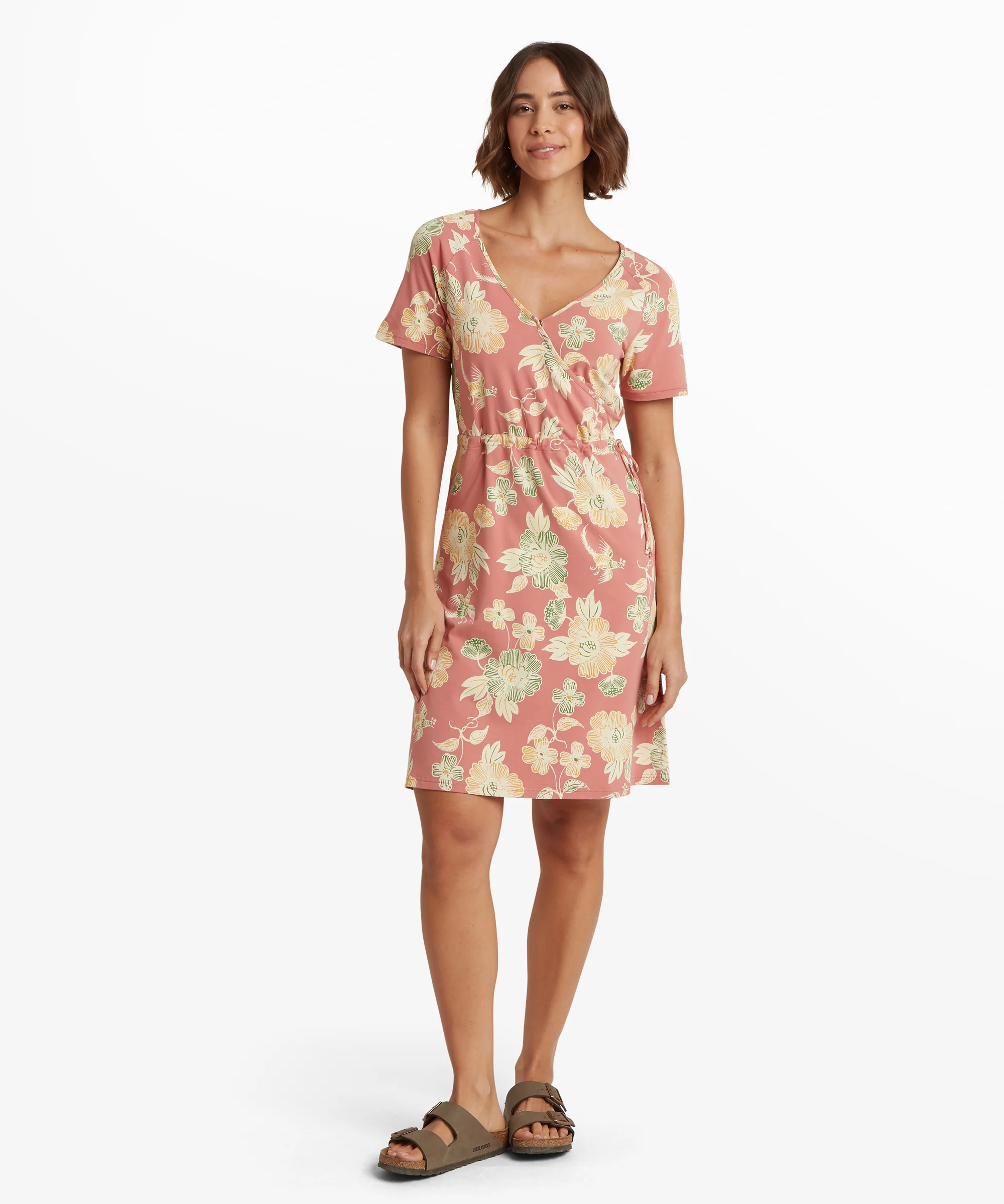 Neha Faux Wrap Dress - Floral Brick Dust Floral - Image 2