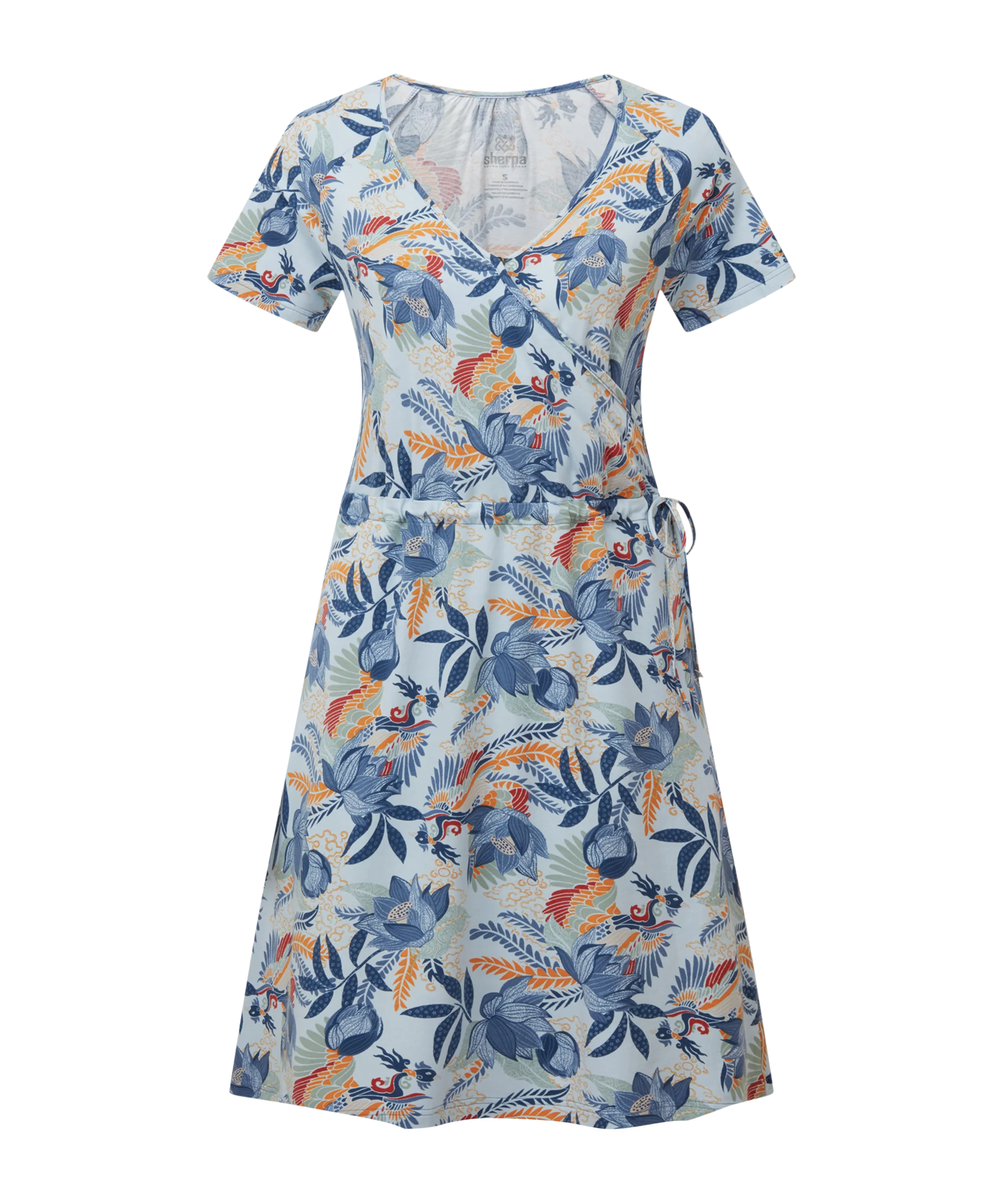 Neha Faux Wrap Dress - Seaport Blue Peacock